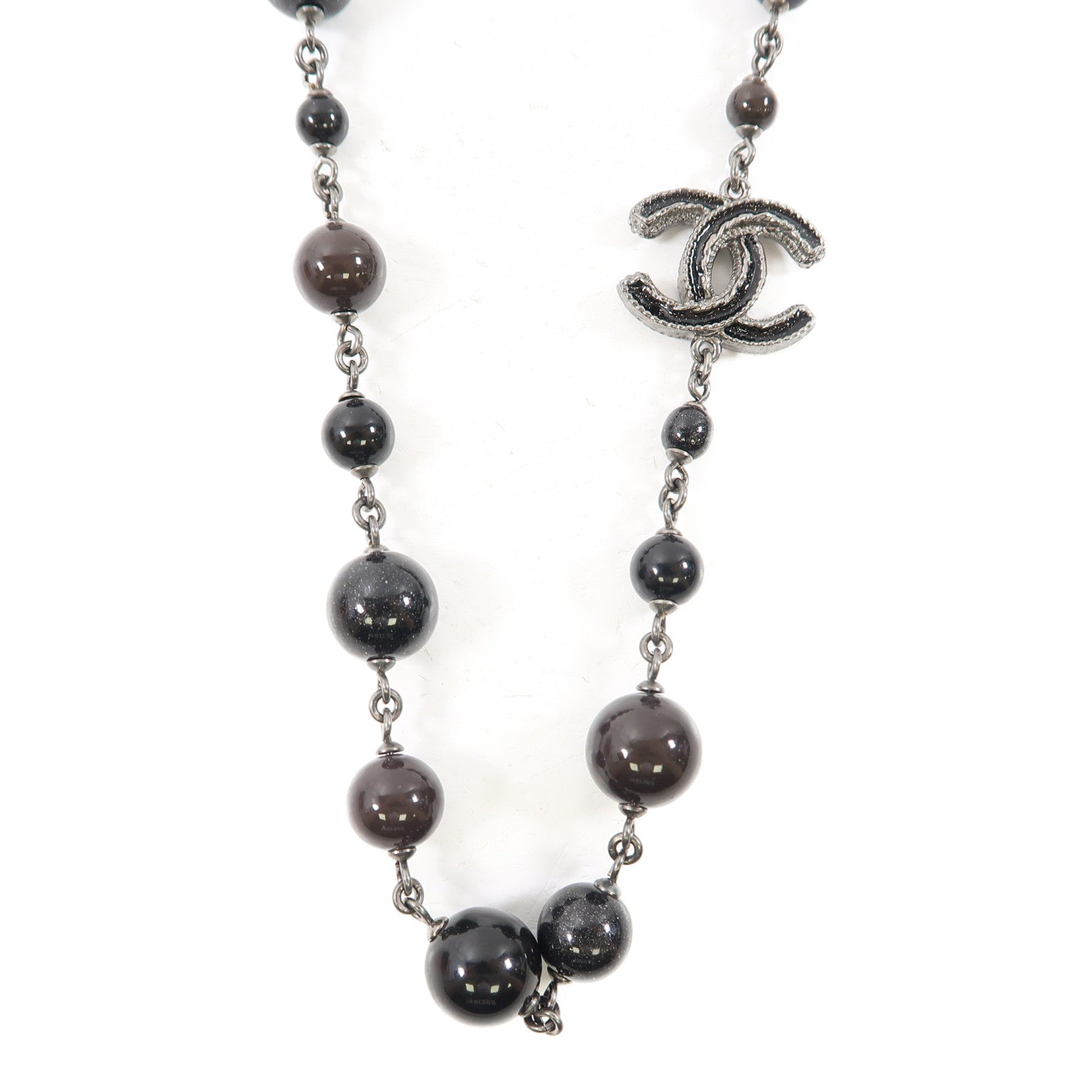 CHANEL 金屬Necklace項鍊黑色/銀色