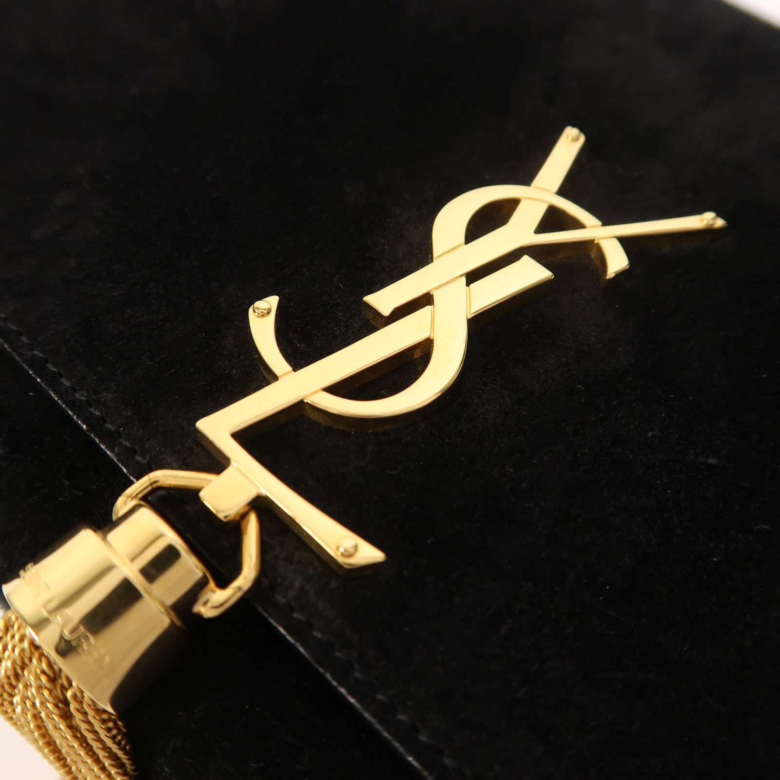 SAINT LAURENT 麂皮皮革Kate金扣鏈帶肩背袋