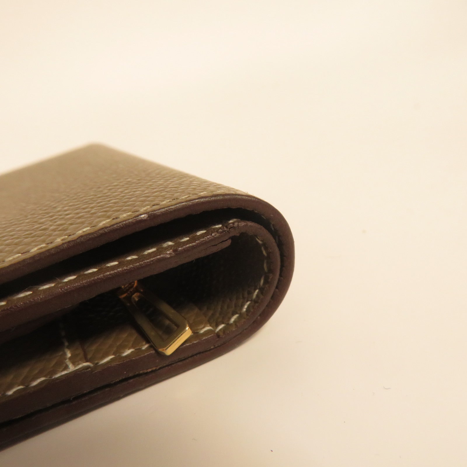 HERMES 【激減優惠】Epsom皮革Bearn Compact Wallet金扣錢包啡色