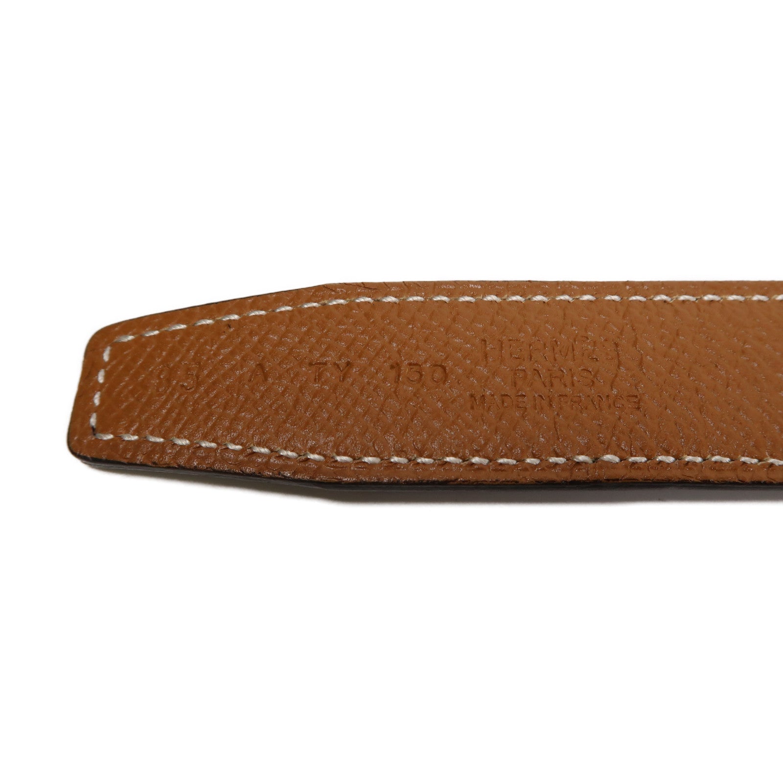HERMES Epsom皮革/Swift皮革H Belt 85cm金扣皮帶經典駝色