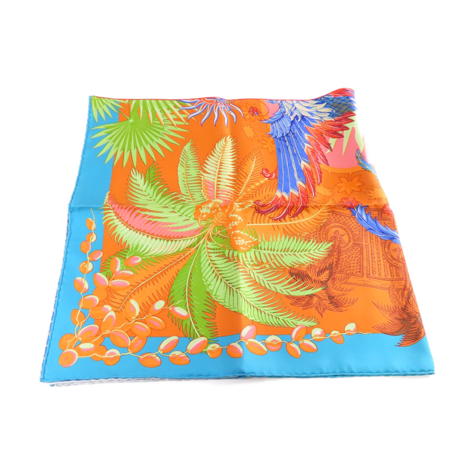 HERMES 絲質90x90 Scarf絲巾橙色/藍色/彩色