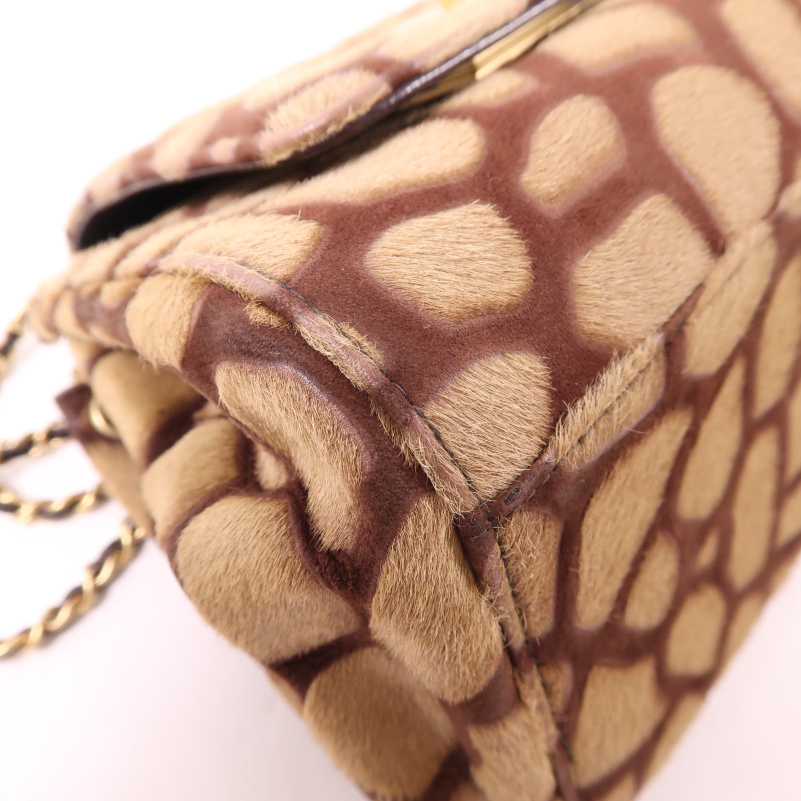 CHANEL 馬毛2.55金扣肩背袋棕色