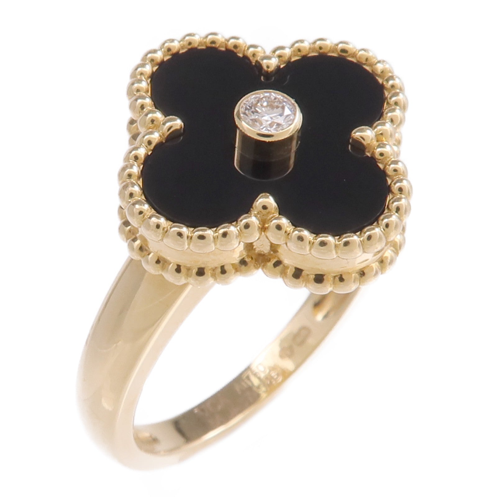 Van Cleef & Arpels 18K黃金/縞瑪瑙Alhambra Vintage Ring戒指US#6.75