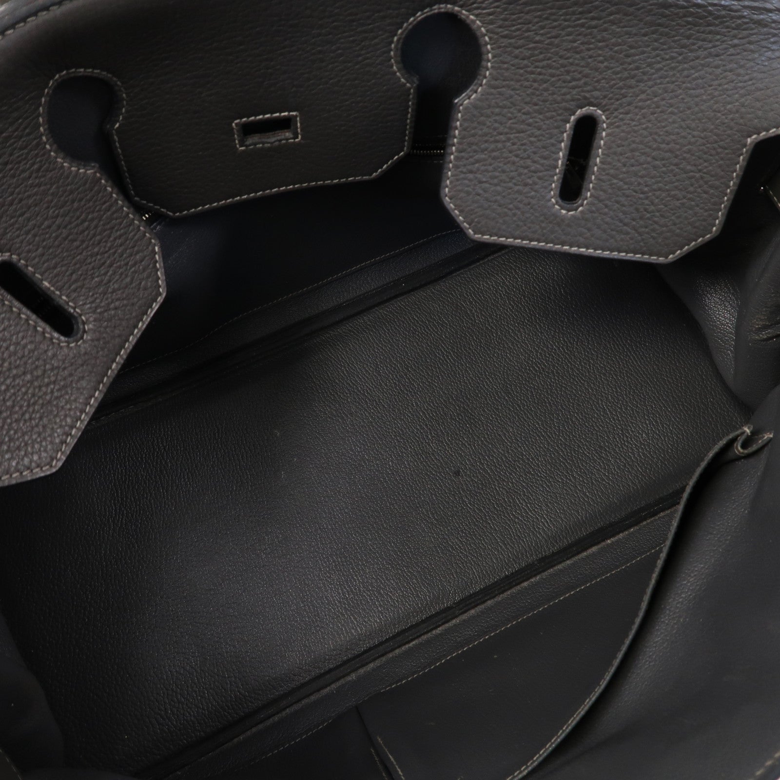 HERMES Clemence皮革Shoulder Birkin銀扣肩背袋灰色