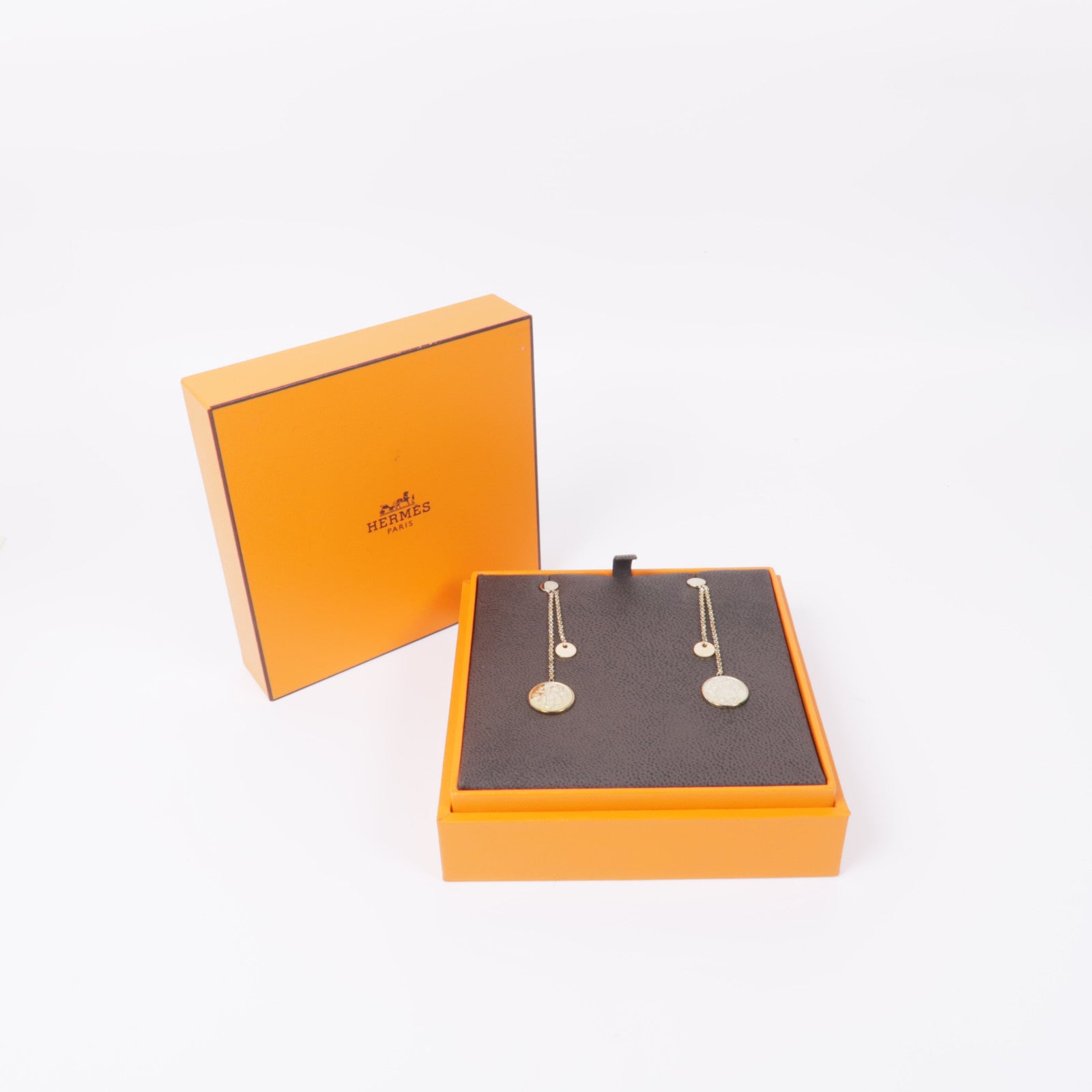 HERMES 18K玫瑰金/925純銀Ex Libris Earrings項鍊