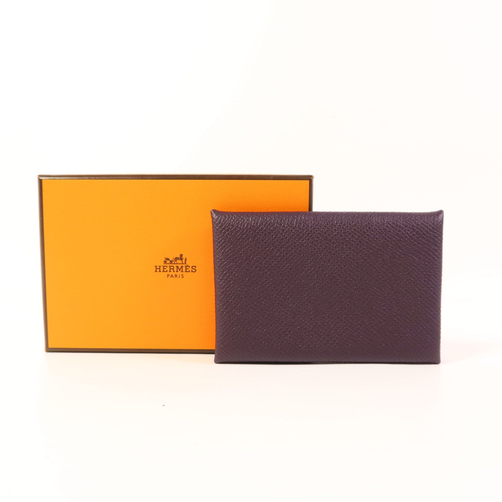 HERMES Epsom皮革Calvi卡片套Purple