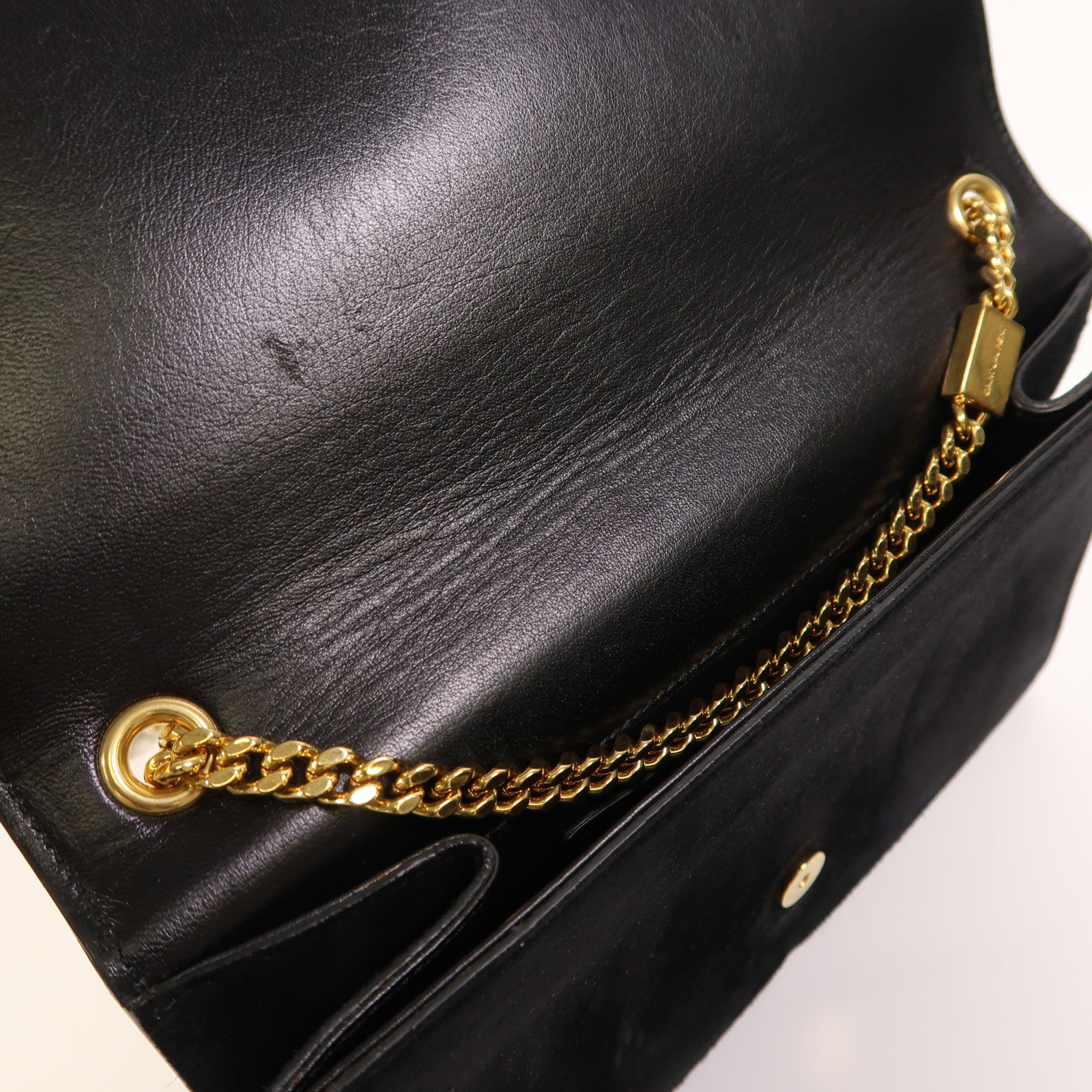 SAINT LAURENT 麂皮皮革Kate金扣鏈帶肩背袋