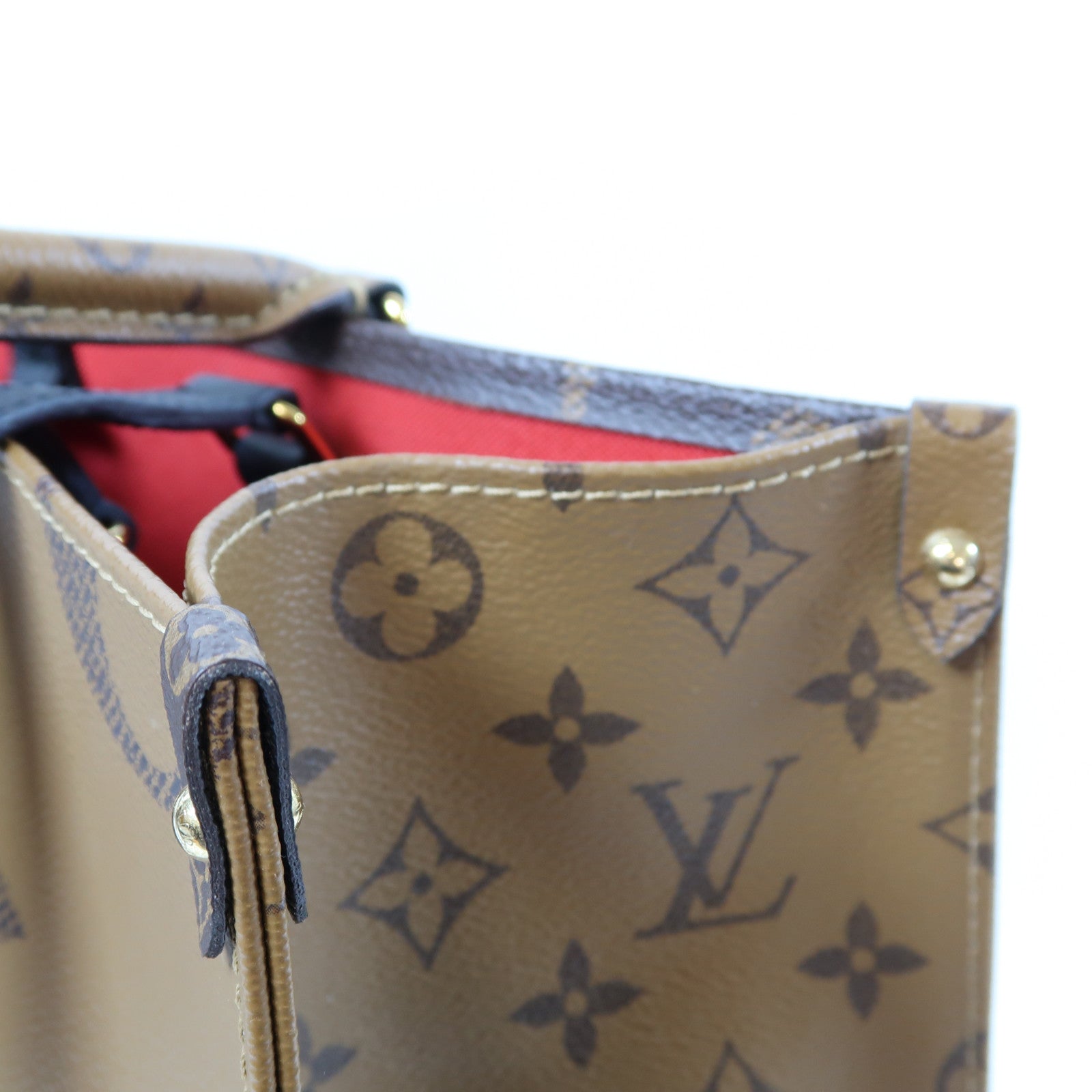 LOUIS VUITTON Monogram Reverse On The Go MM金扣手挽肩背兩用袋啡色