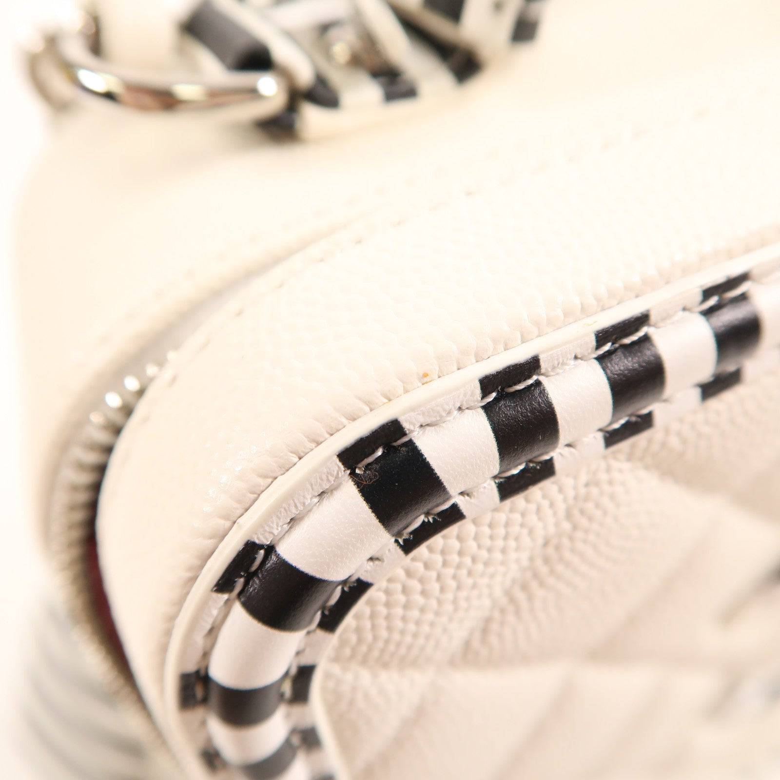 CHANEL CC SHW Vanity 2Way Shoulder Hand Bag Calfskin Leather White/Black