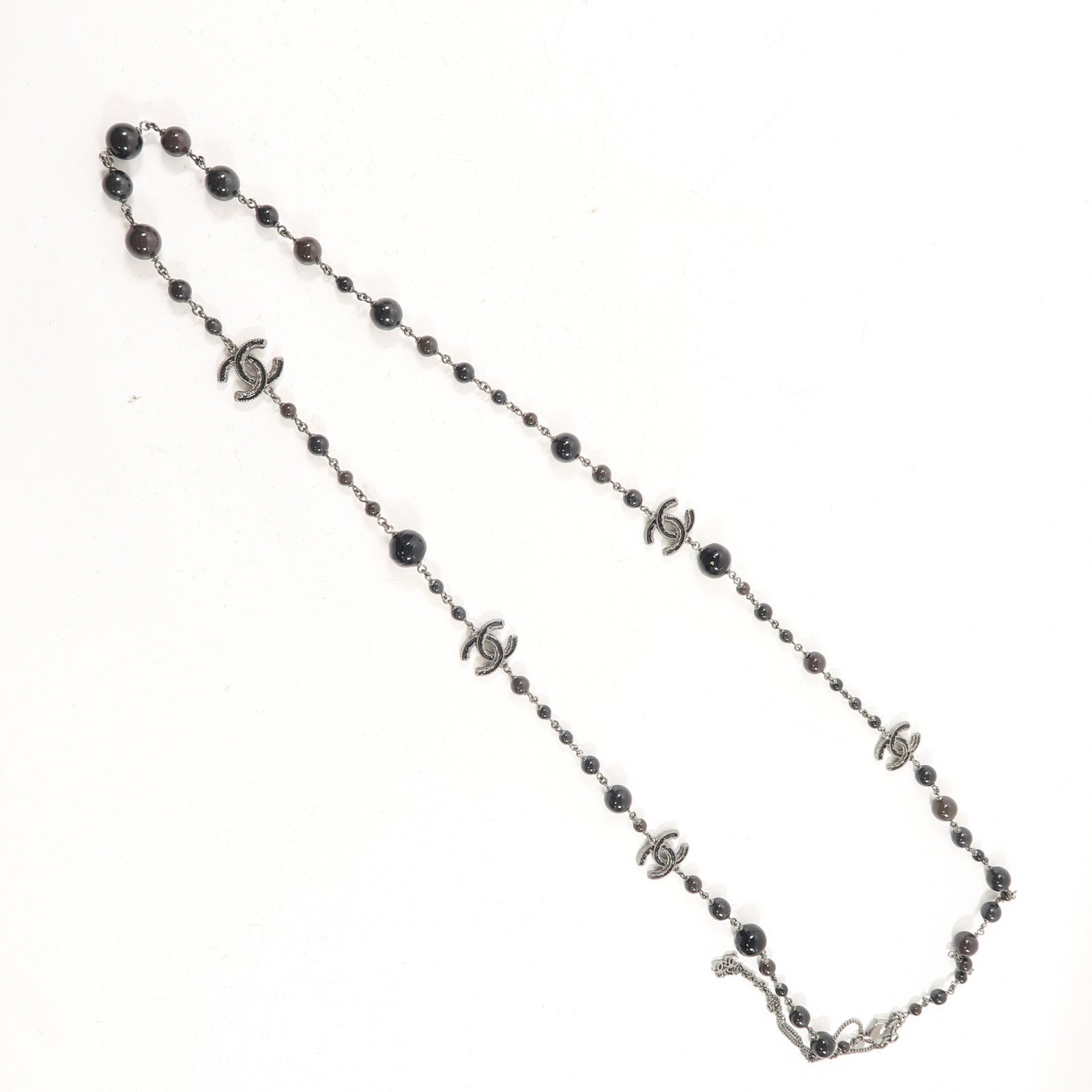 CHANEL 金屬Necklace項鍊黑色/銀色