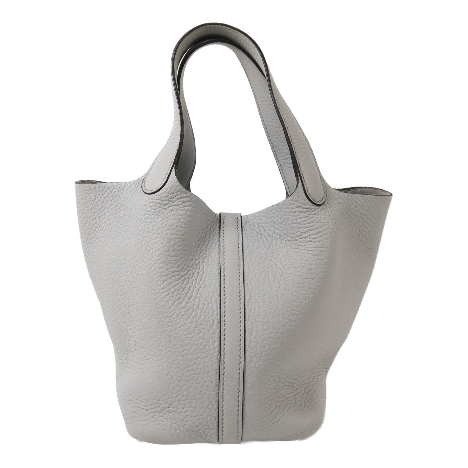 HERMES Clemence皮革Picotin PM銀扣手挽袋Bleu Pale