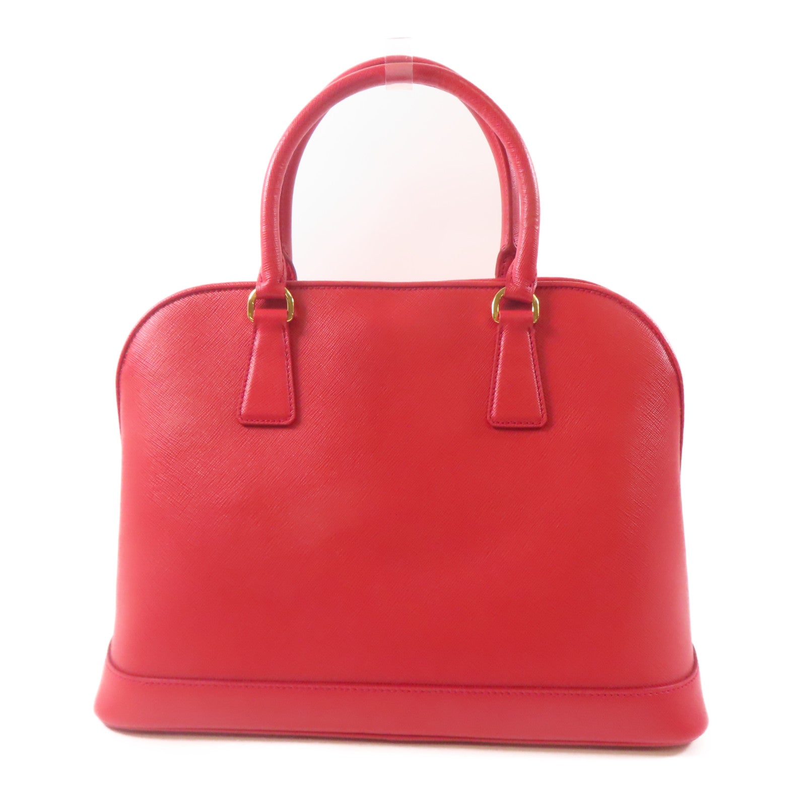 PRADA 牛皮皮革Saffiano Lux Bag金扣手挽肩背兩用袋紅色