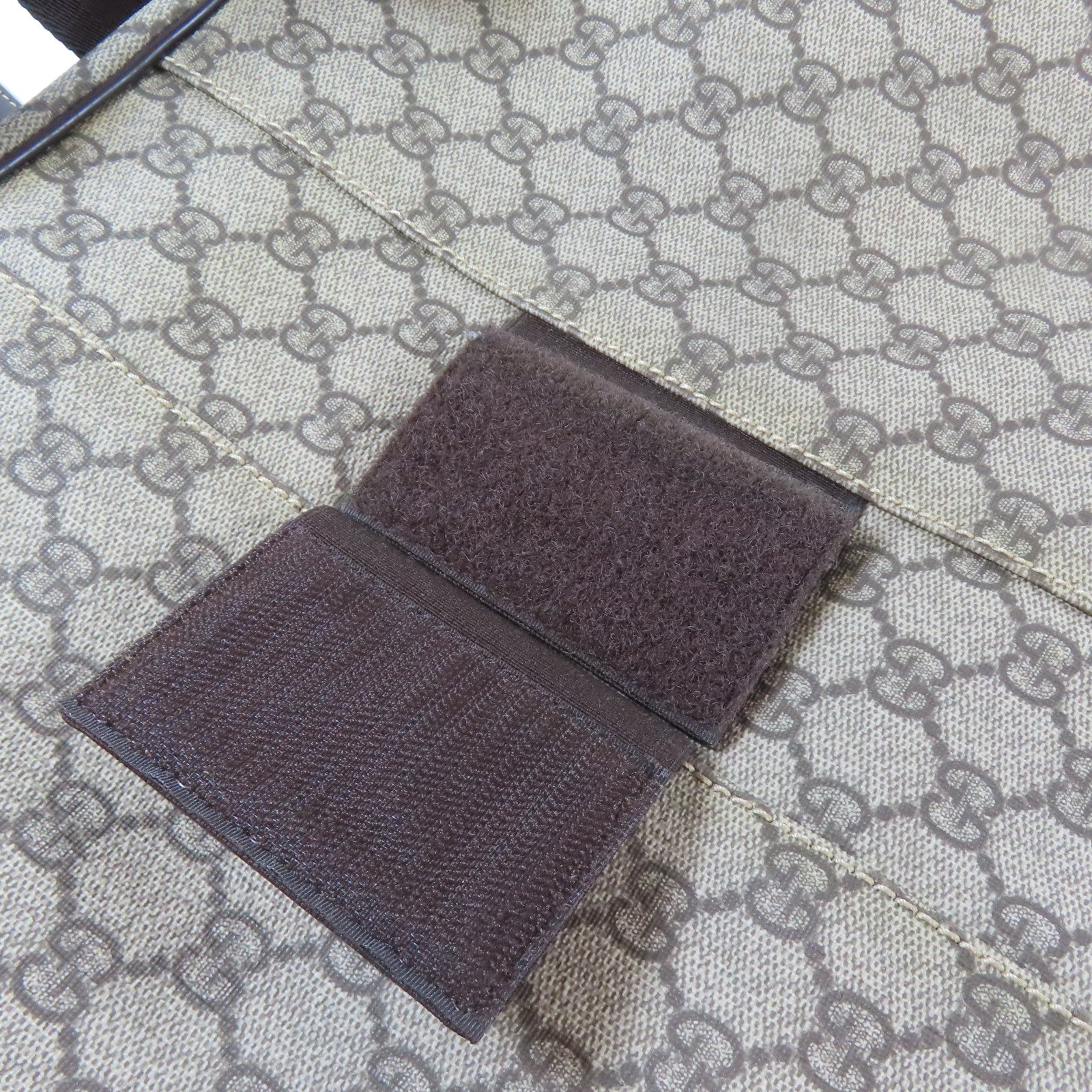 GUCCI 塗層帆布2 Way Shoulder銀扣手挽肩背兩用袋啡色