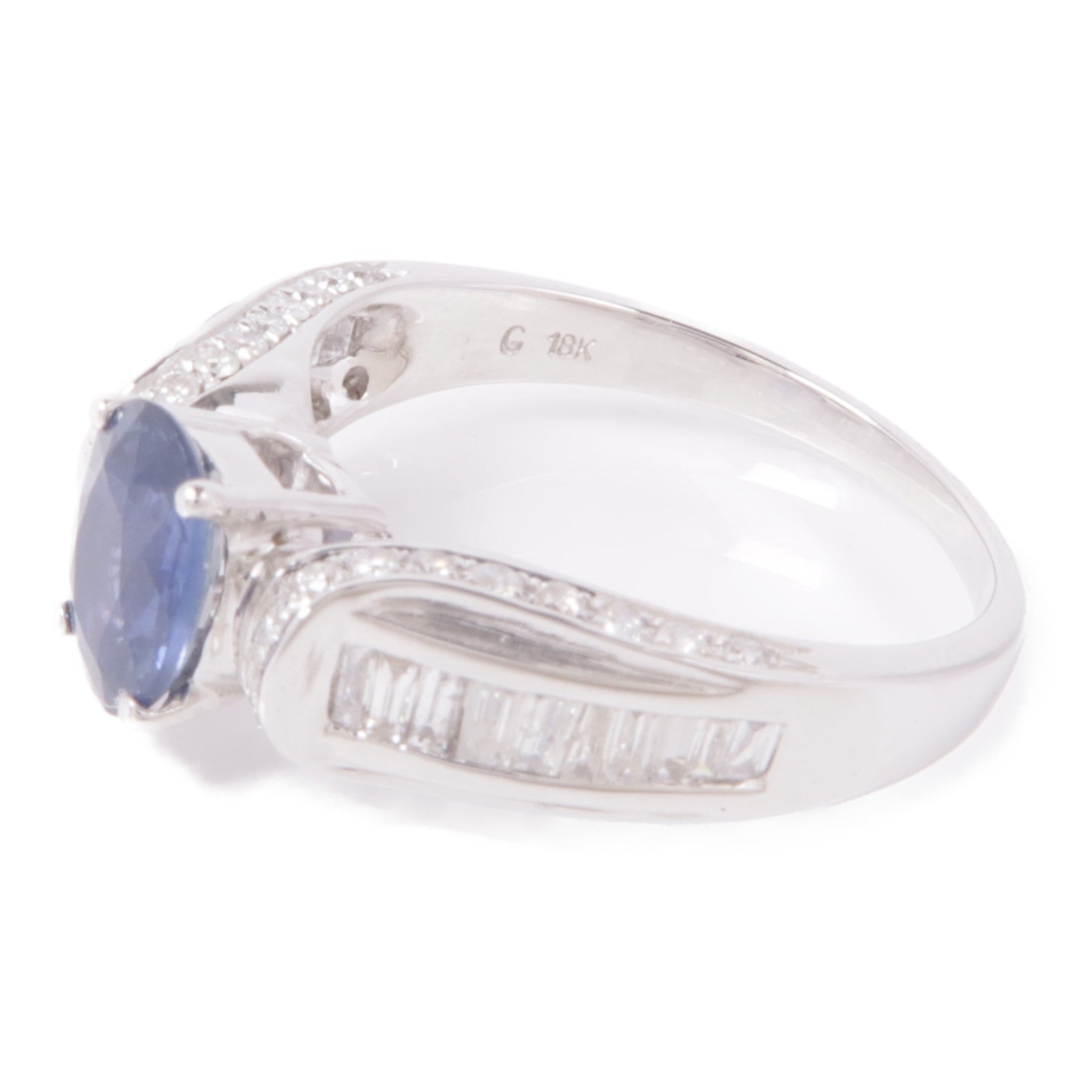 JEWELRY 【激減優惠】18K白金Sapphire/Diamond Ring藍寶石/鑽石戒指US#6.25