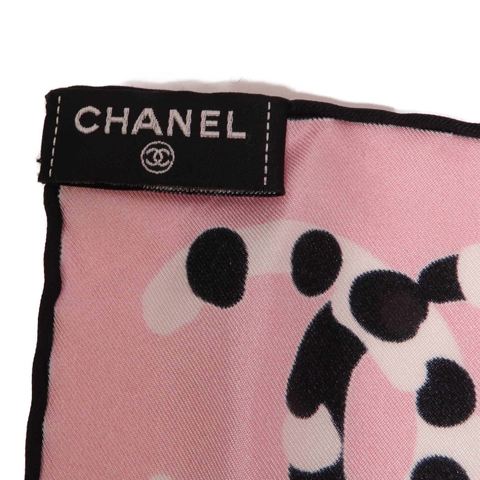 CHANEL 絲質Scarf絲巾粉紅色/黑色/白色