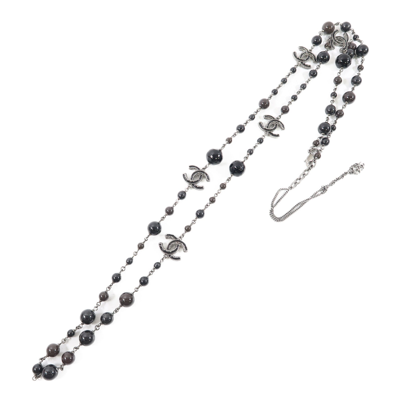 CHANEL 金屬Necklace項鍊黑色/銀色