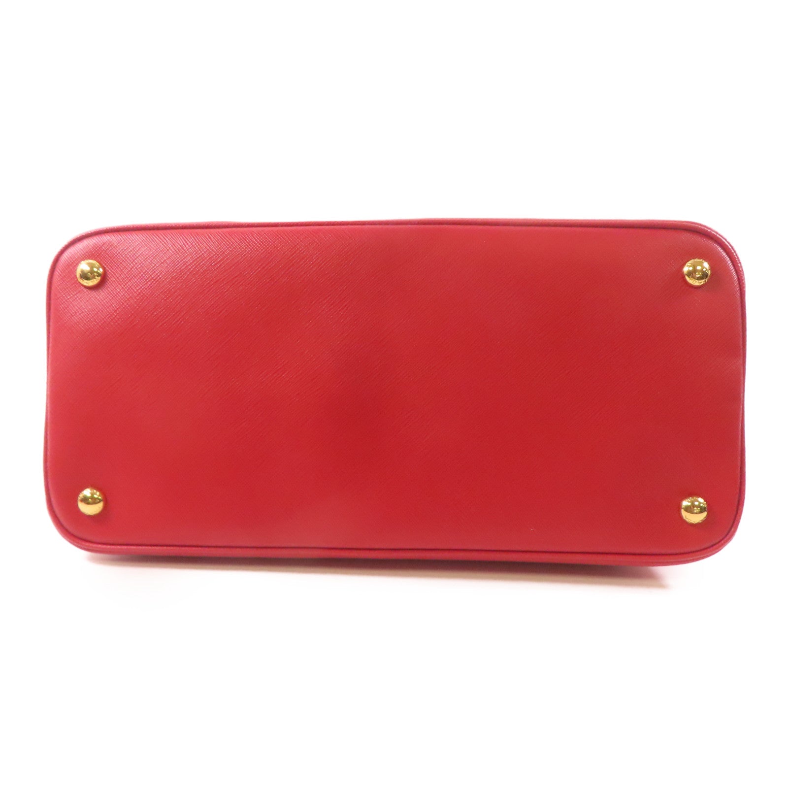 PRADA 牛皮皮革Saffiano Lux Bag金扣手挽肩背兩用袋紅色