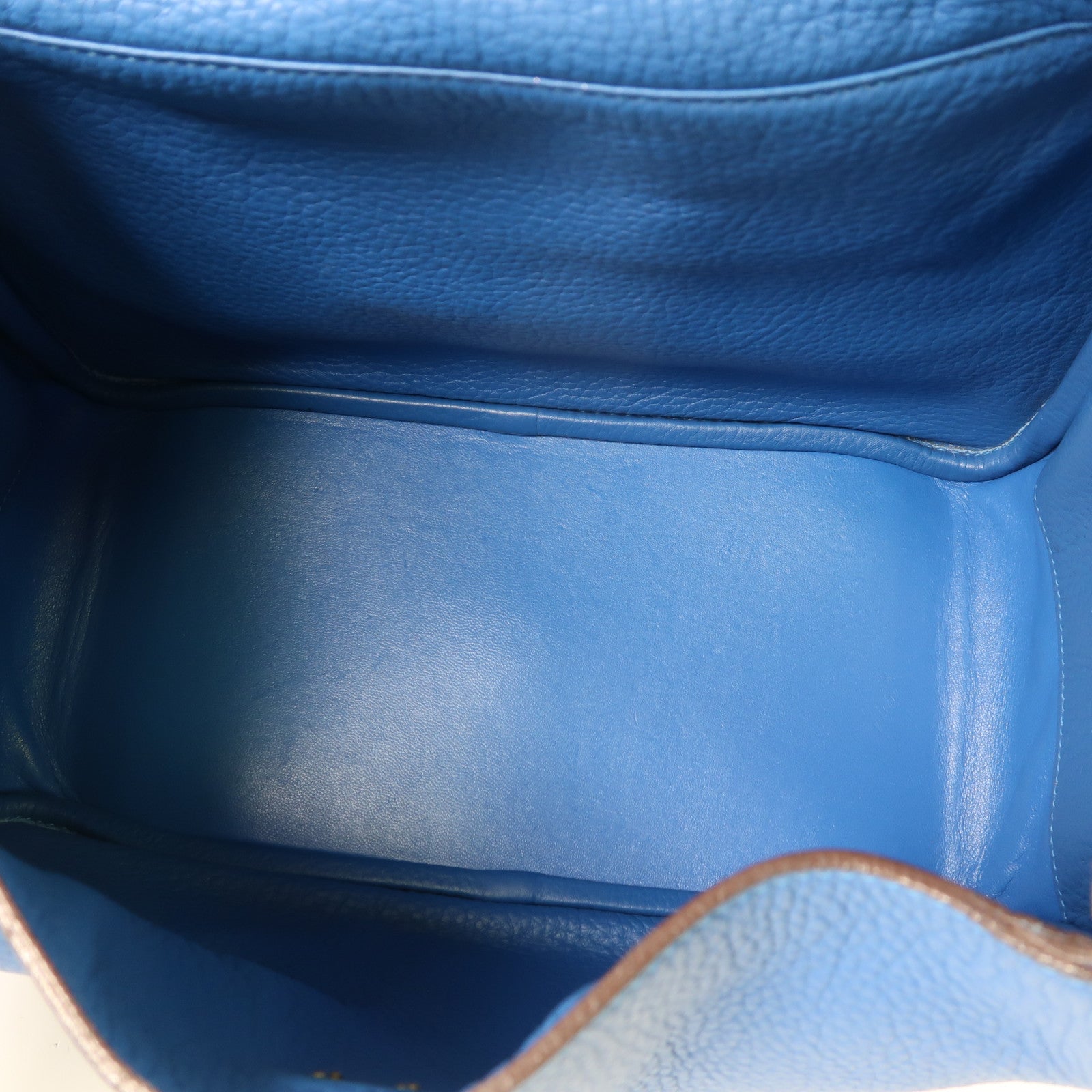 HERMES Togo皮革Lindy 30銀扣手挽肩背兩用袋Bleu Izmir