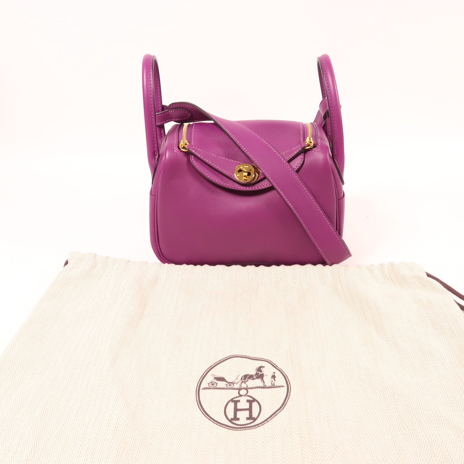 HERMES【激減優惠】 Swift皮革Lindy Mini金扣手挽肩背兩用袋