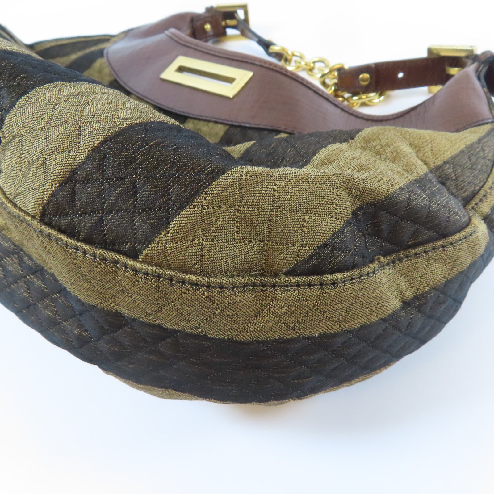 FENDI 帆布Shoulder Bag金扣肩背袋啡色