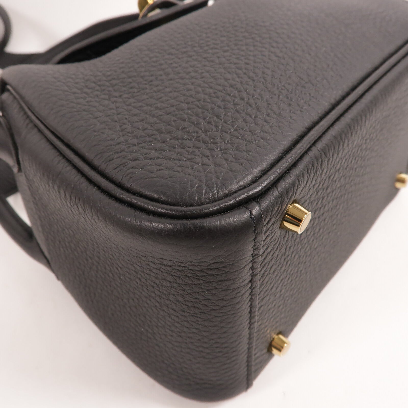 HERMES Clemence皮革Mini Lindy手挽肩背兩用袋Noir