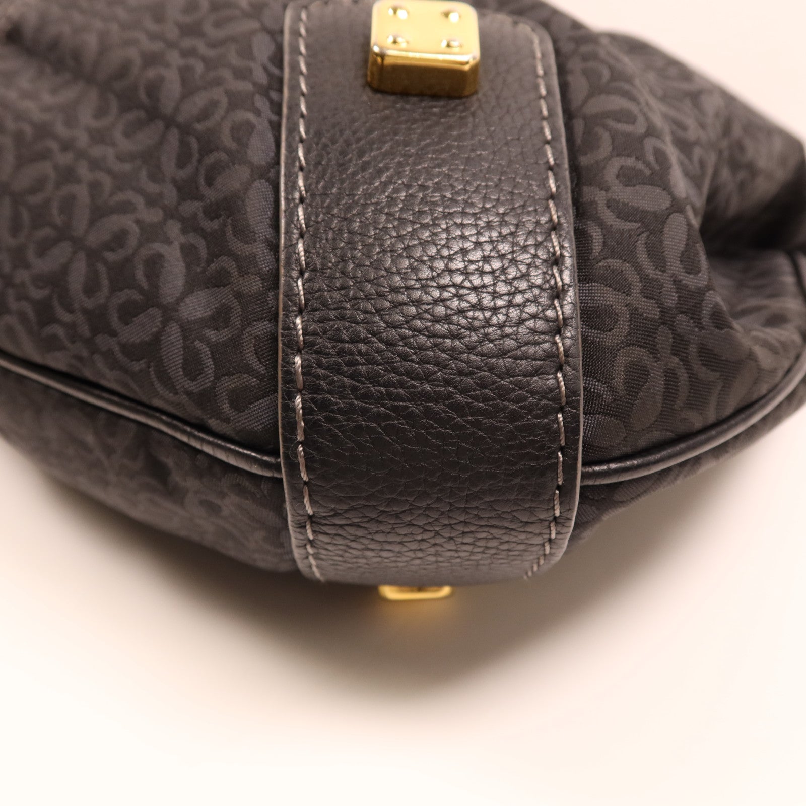 LOEWE 帆布/牛皮皮革Vintage Shoulder Bag金扣肩背袋
