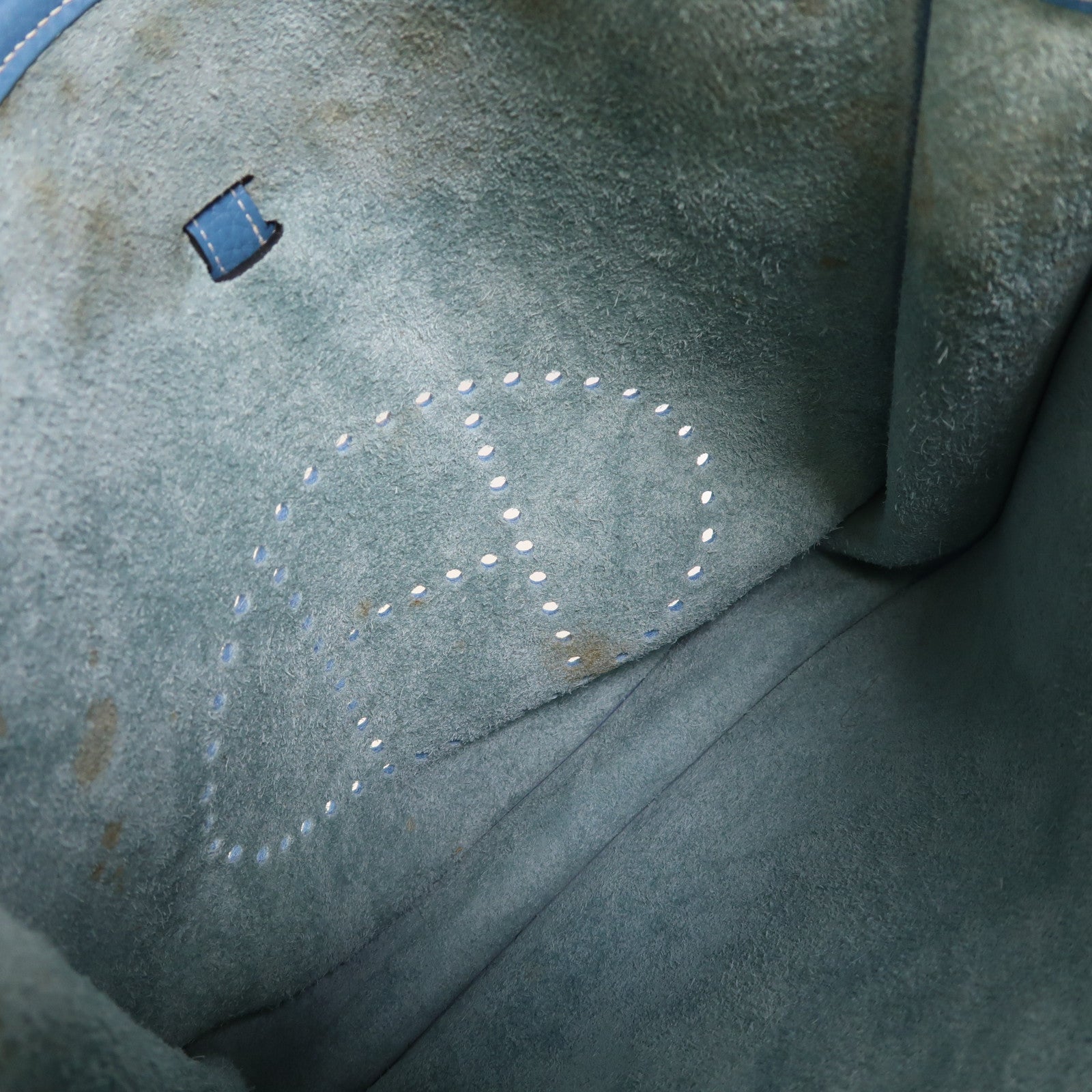 HERMES Clemence皮革Evelyne PM銀扣肩背袋Bleu Jean
