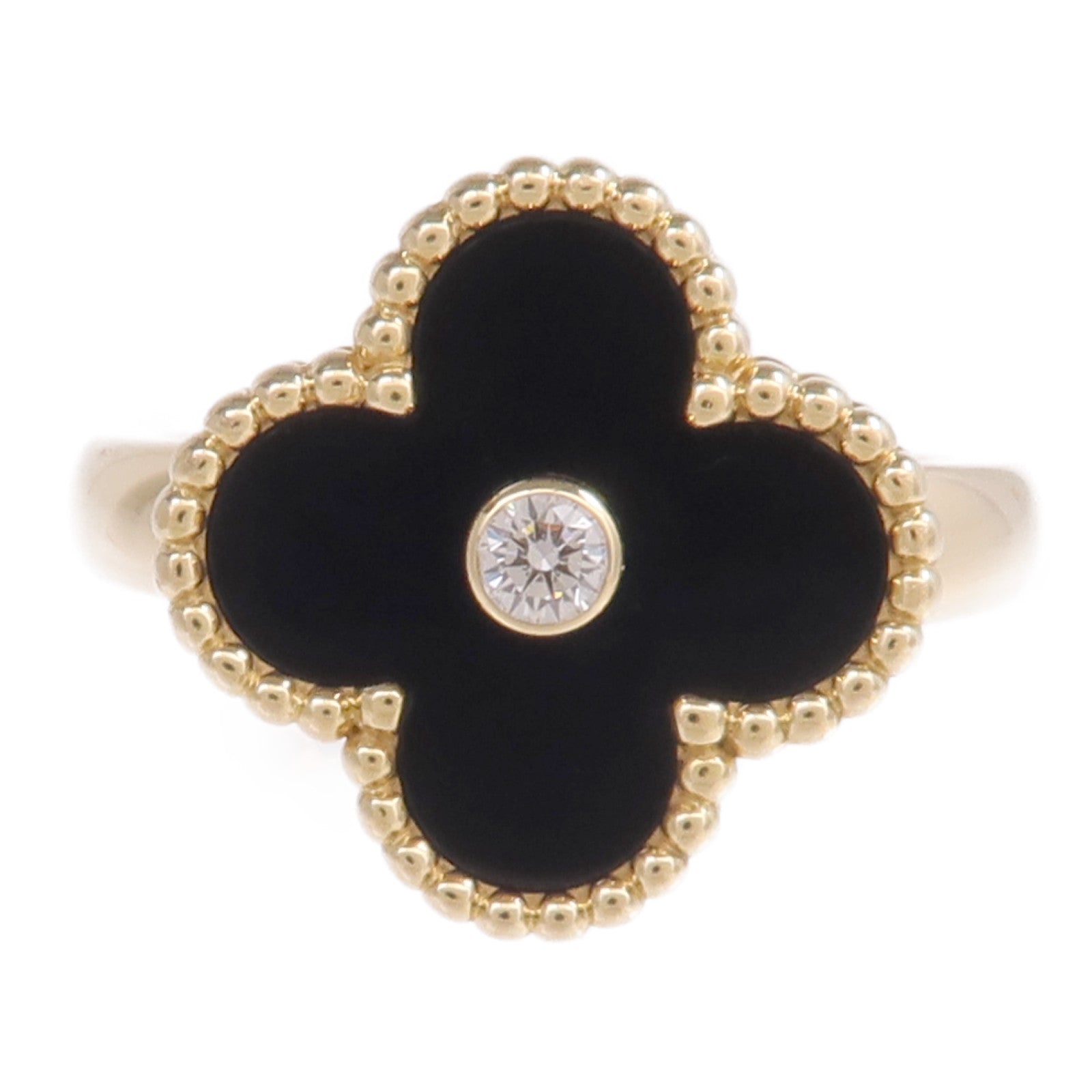 Van Cleef & Arpels 18K黃金/縞瑪瑙Alhambra Vintage Ring戒指US#6.75
