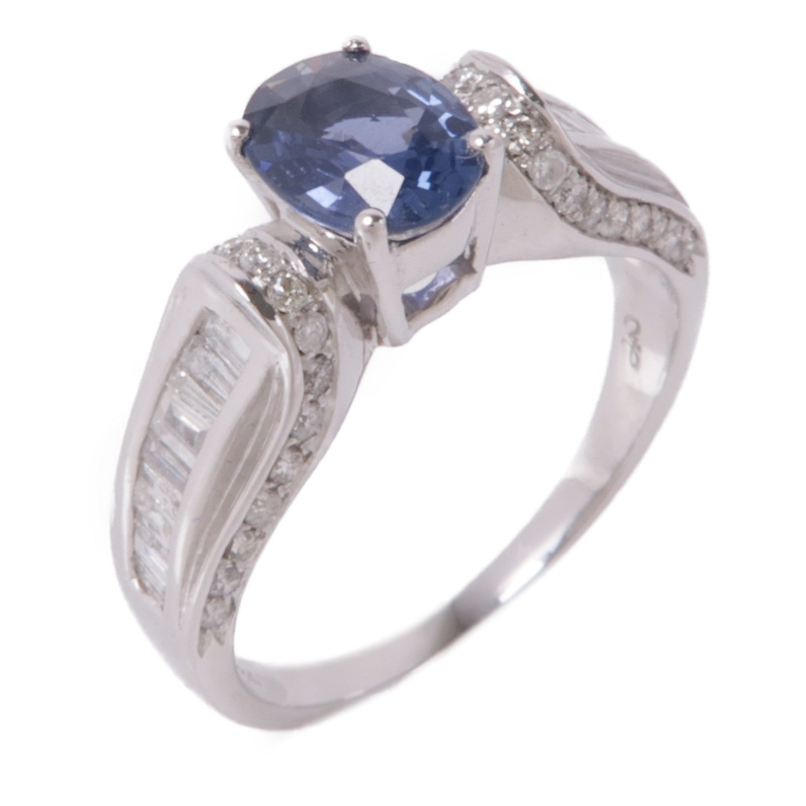 JEWELRY 【激減優惠】18K白金Sapphire/Diamond Ring藍寶石/鑽石戒指US#6.25