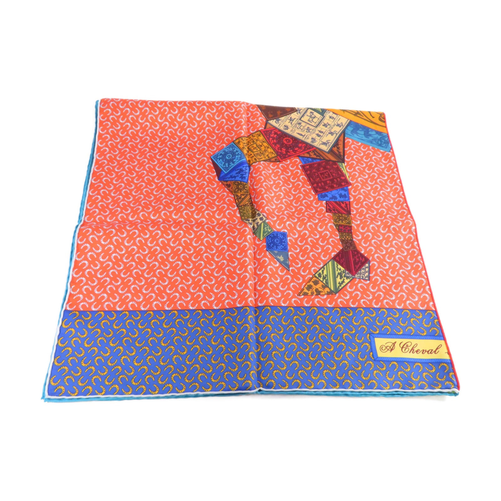 HERMES 絲質90x90 Scarf絲巾橙色/藍色/彩色