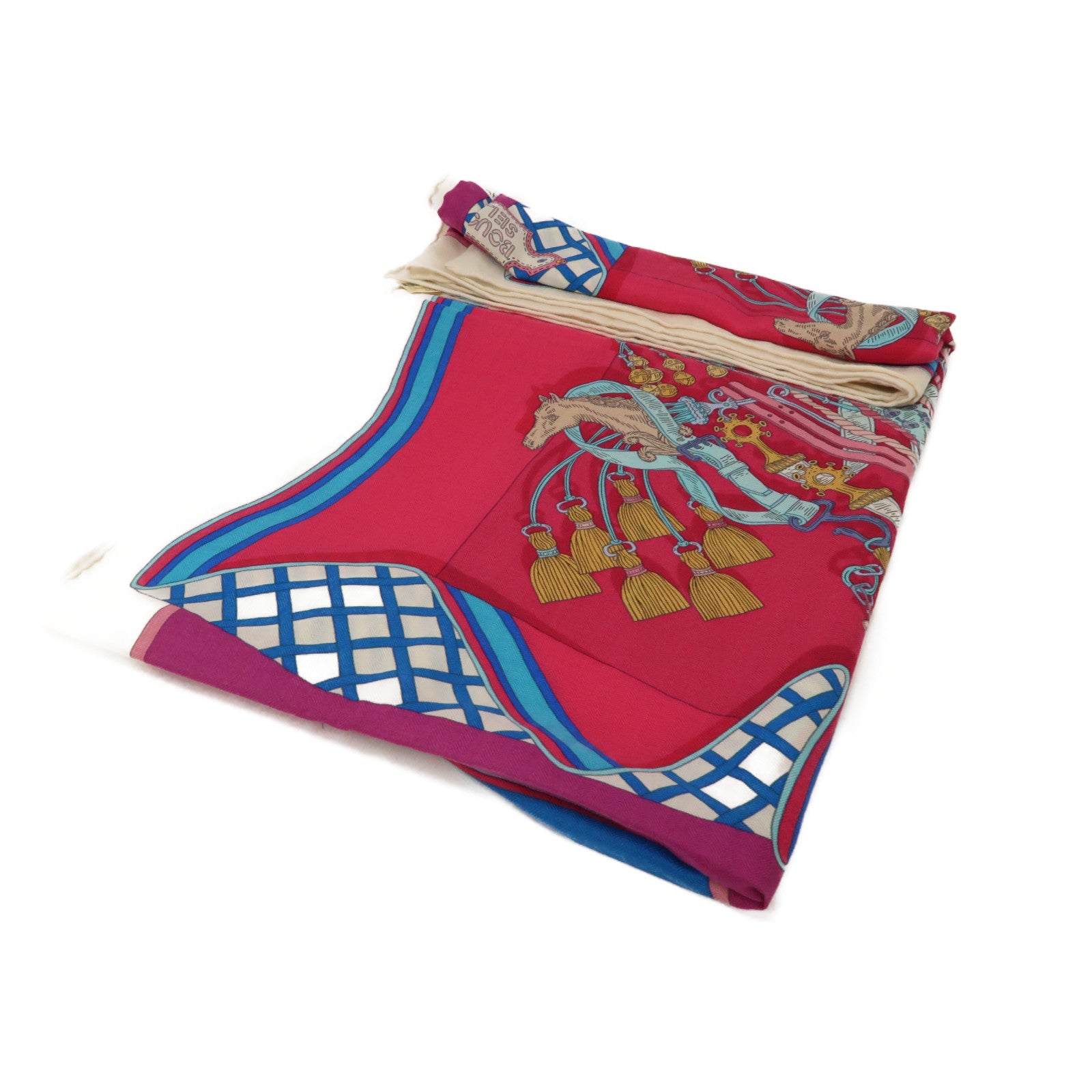 HERMES 羊絨/絲質Scarf 140x140圍巾粉紅色