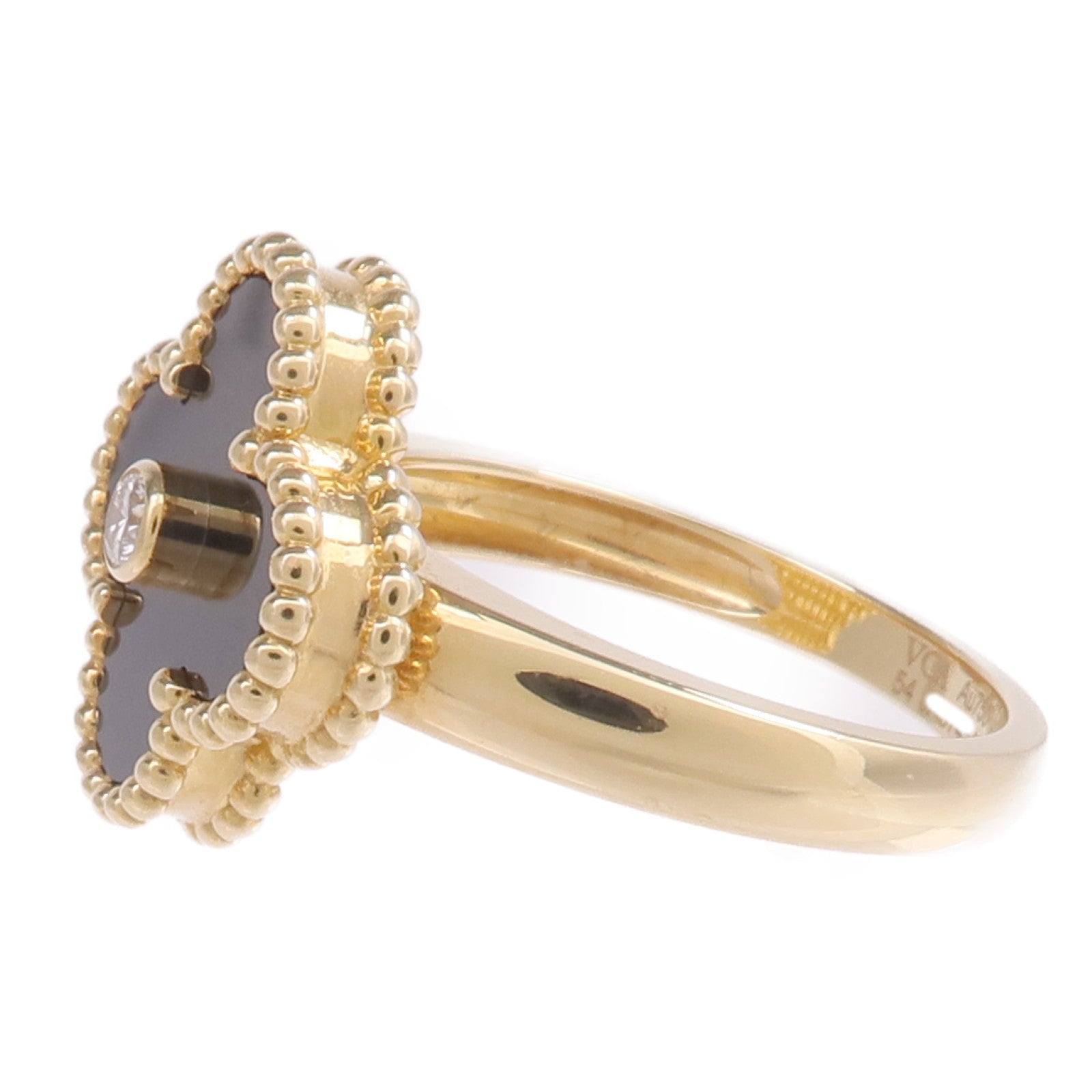 Van Cleef & Arpels 18K黃金/縞瑪瑙Alhambra Vintage Ring戒指US#6.75