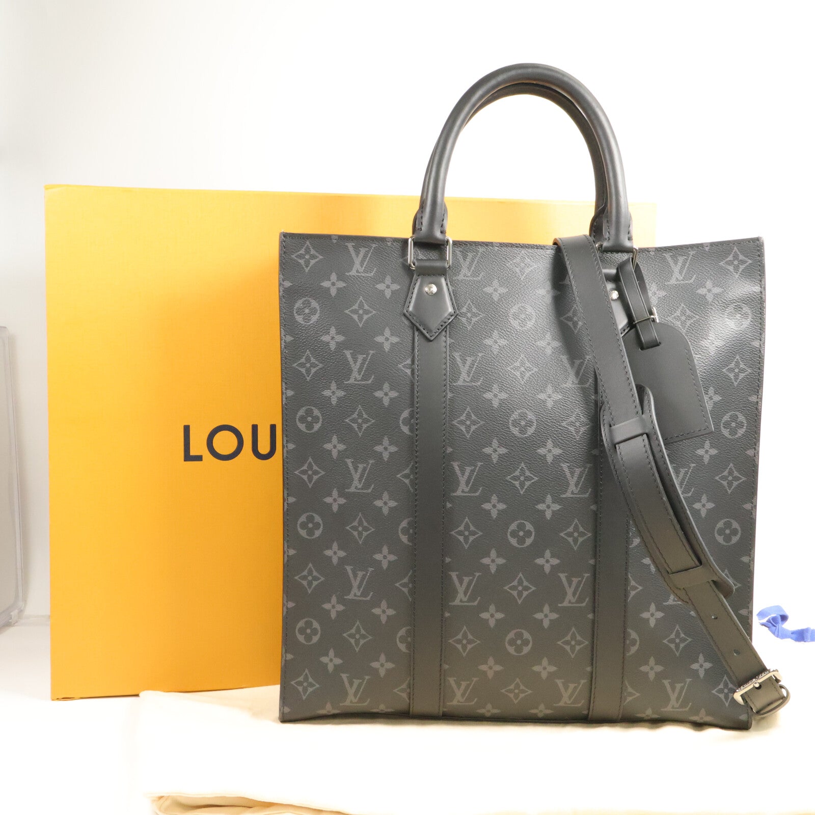 LOUIS VUITTON Monogram Eclipse Sac Plat Cross手挽肩背兩用袋