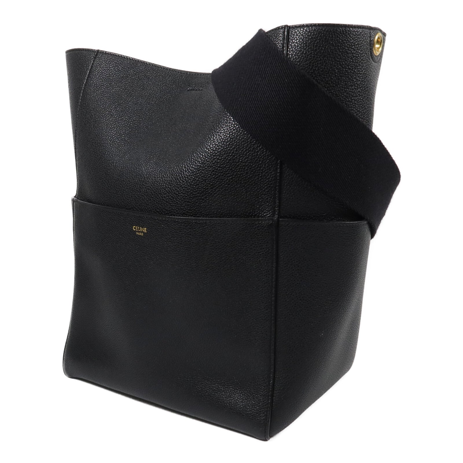 CELINE 牛皮皮革Sangle Bucket Medium肩背袋