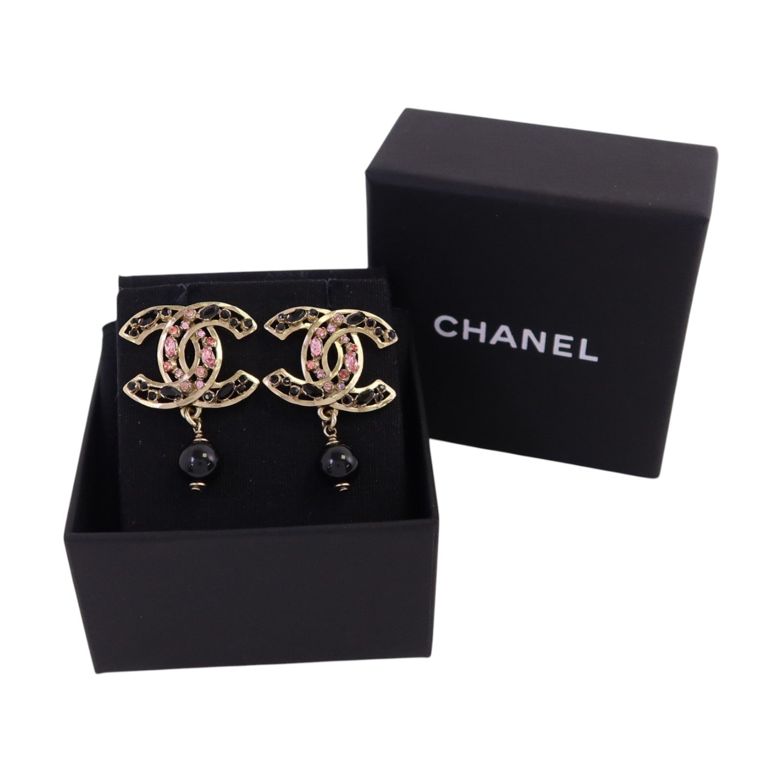 CHANEL 【激減優惠】金屬/水鑽/PVC CC Drop Earrings耳環