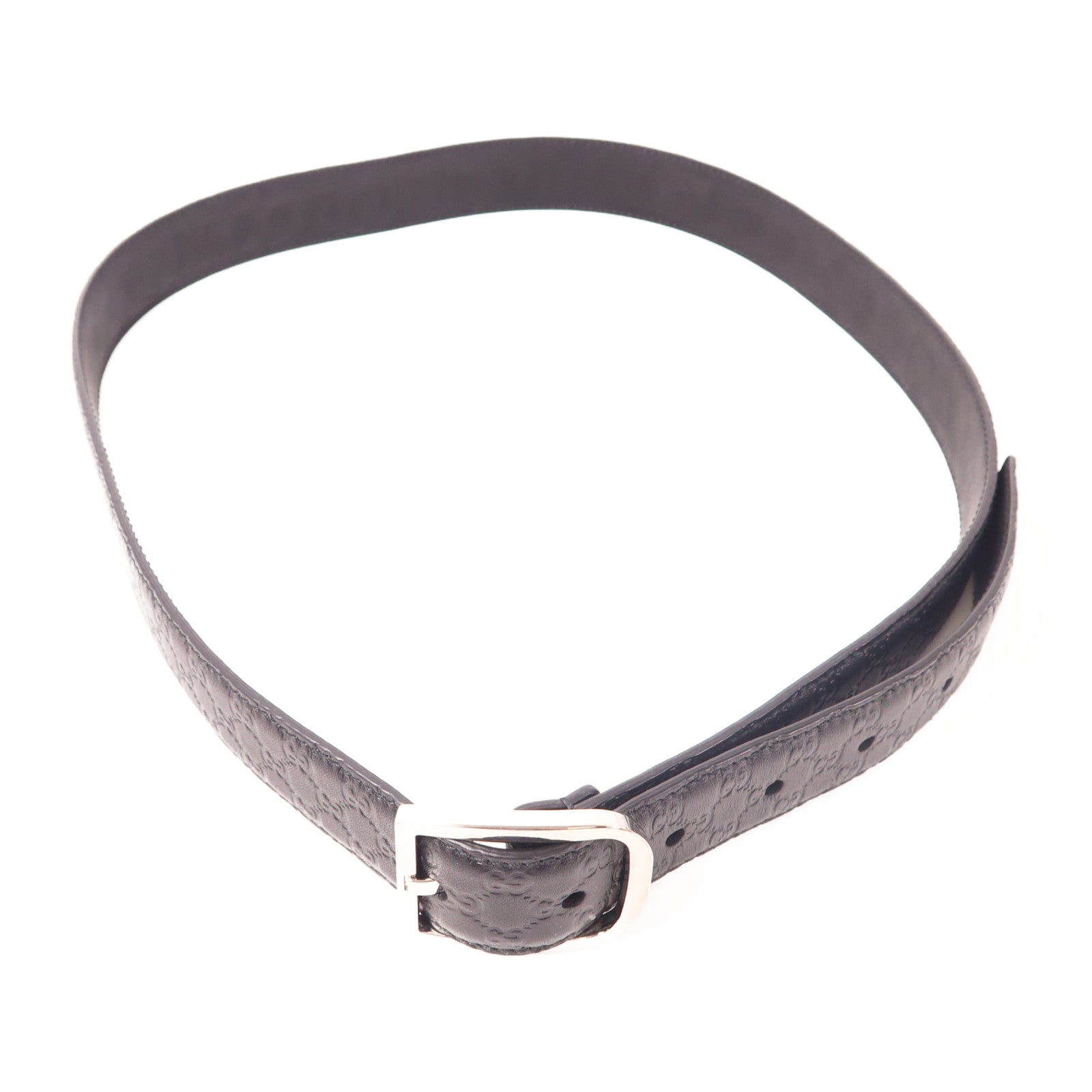 GUCCI 牛皮皮革Belt銀扣皮帶