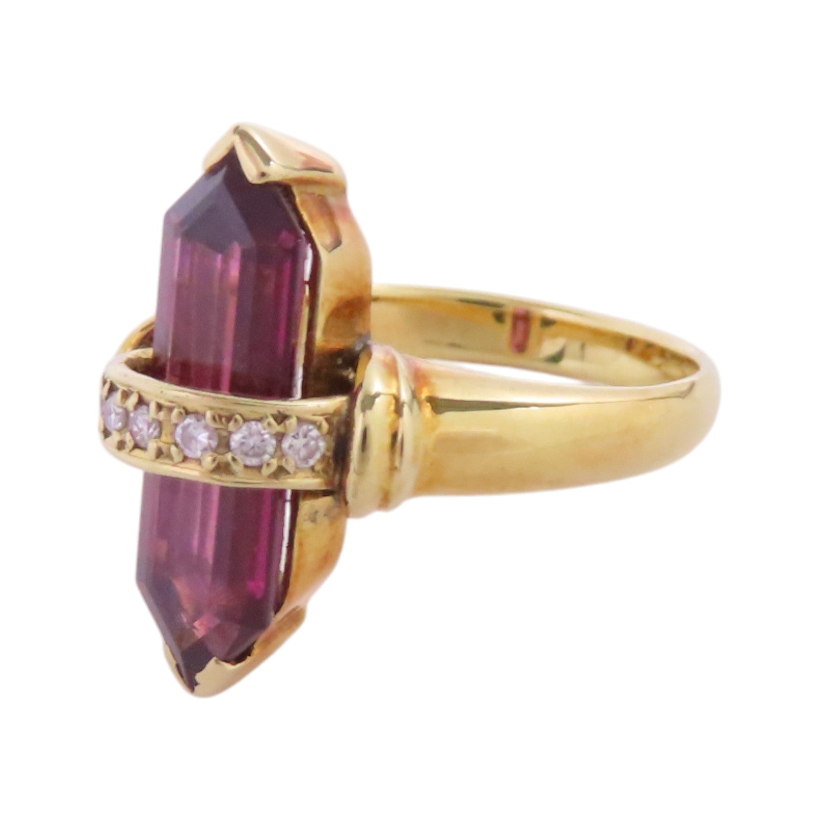 JEWELRY 18K黃金/石榴紅寶石/鑽石Garnet Diamond Ring戒指US#5.75