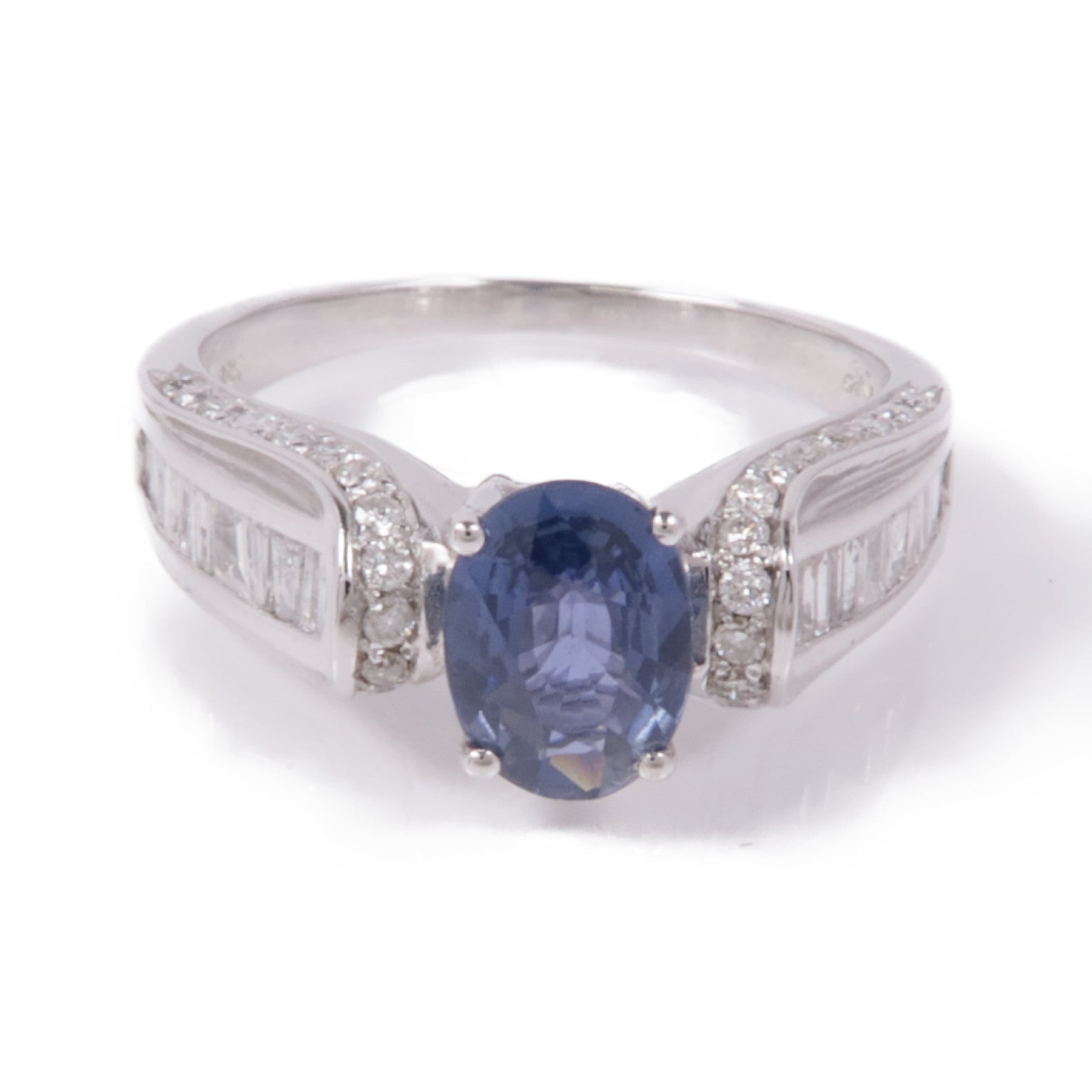 JEWELRY 【激減優惠】18K白金Sapphire/Diamond Ring藍寶石/鑽石戒指US#6.25