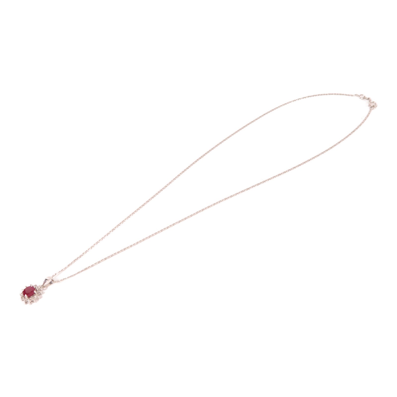 Jewelry Ruby Necklace 2.3g 18K White Gold