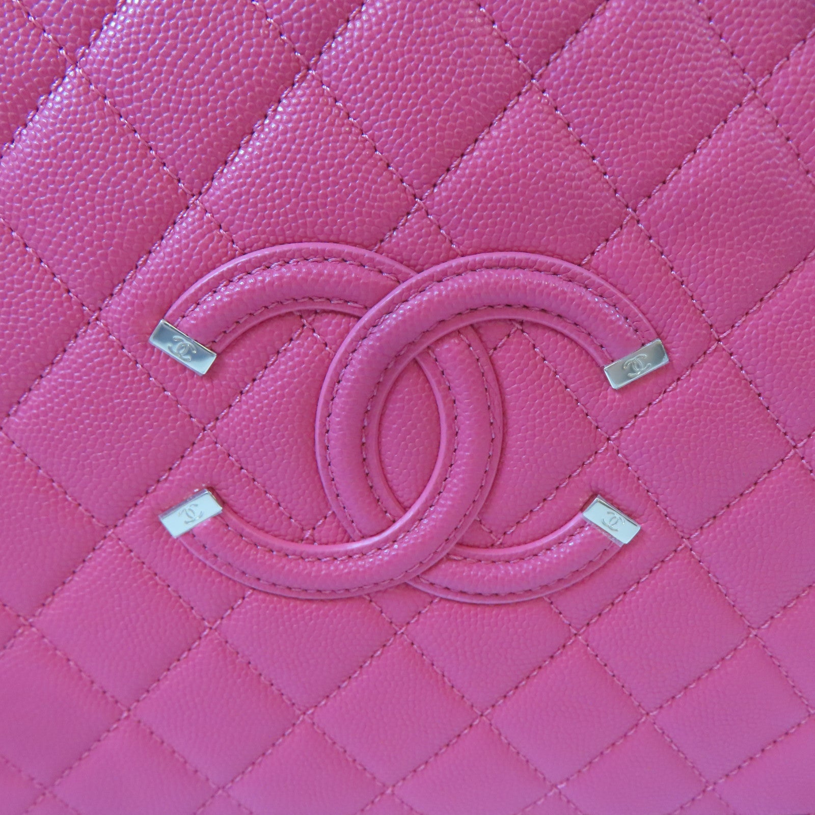 CHANEL 【激減優惠】菱格Caviar皮革Vanity Case金扣手挽肩背兩用袋粉紅色