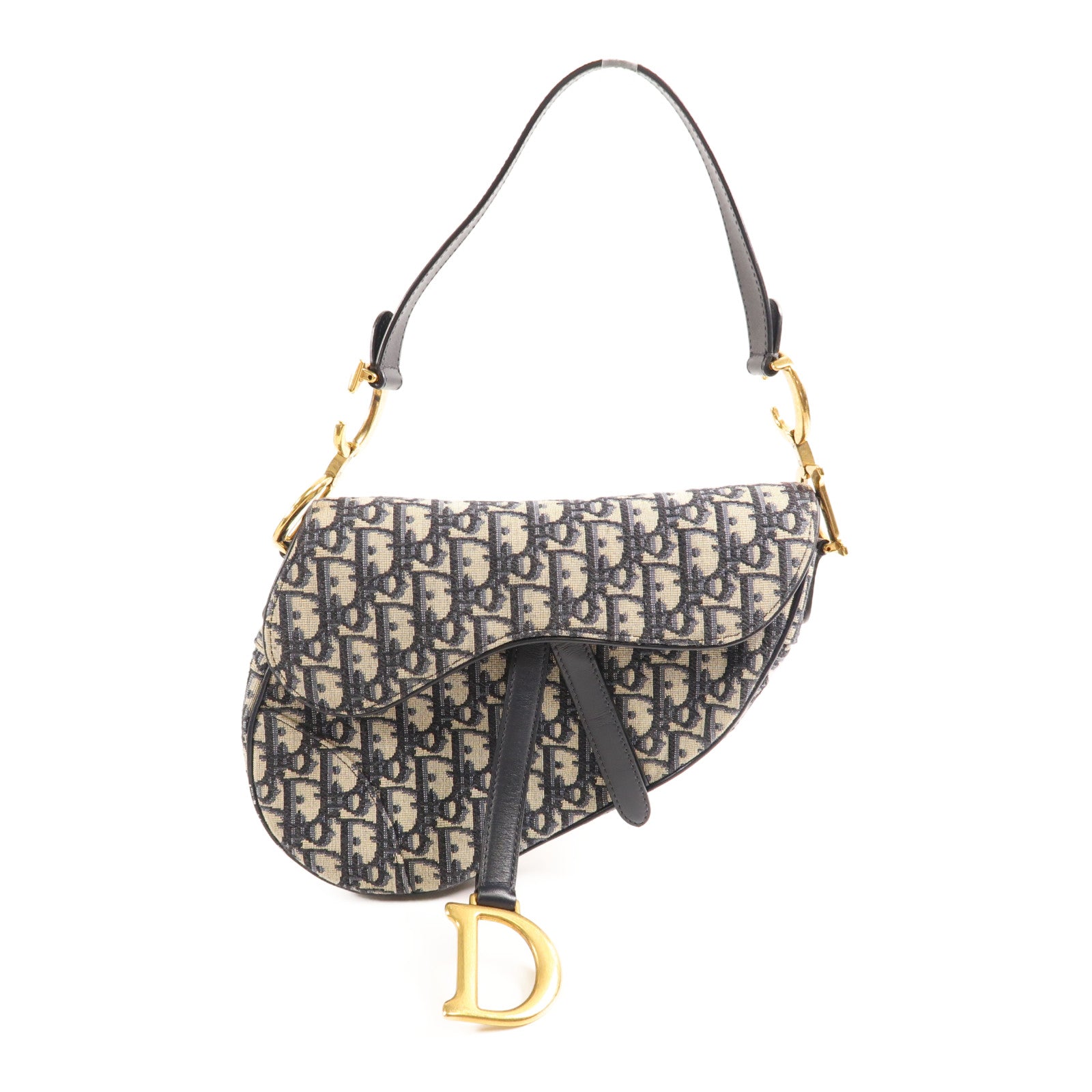 Dior CD GHW Saddle Bag Handbag Canvas M0446 Blue