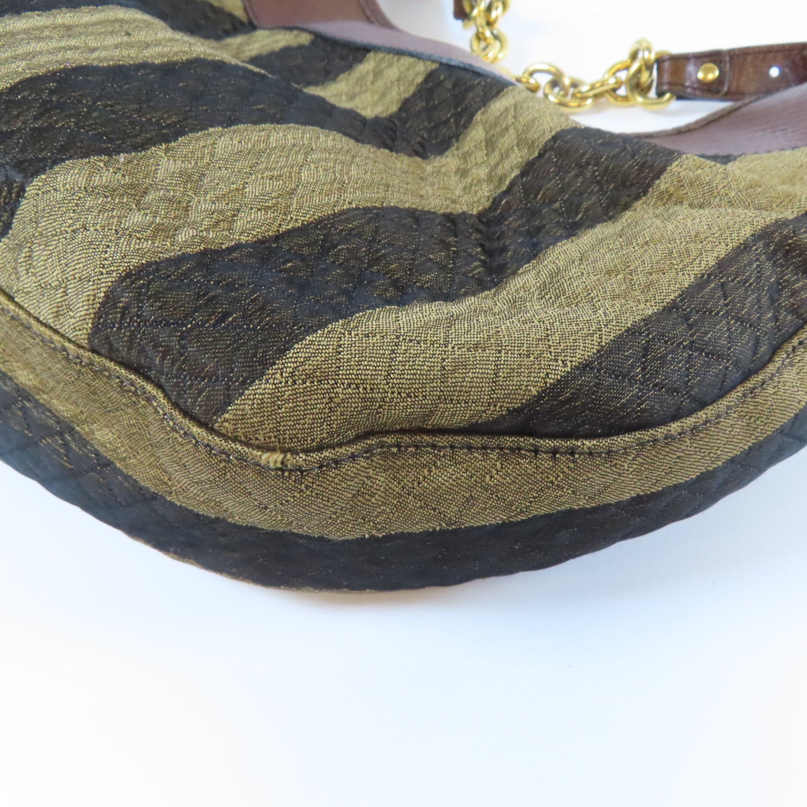 FENDI 帆布Shoulder Bag金扣肩背袋啡色