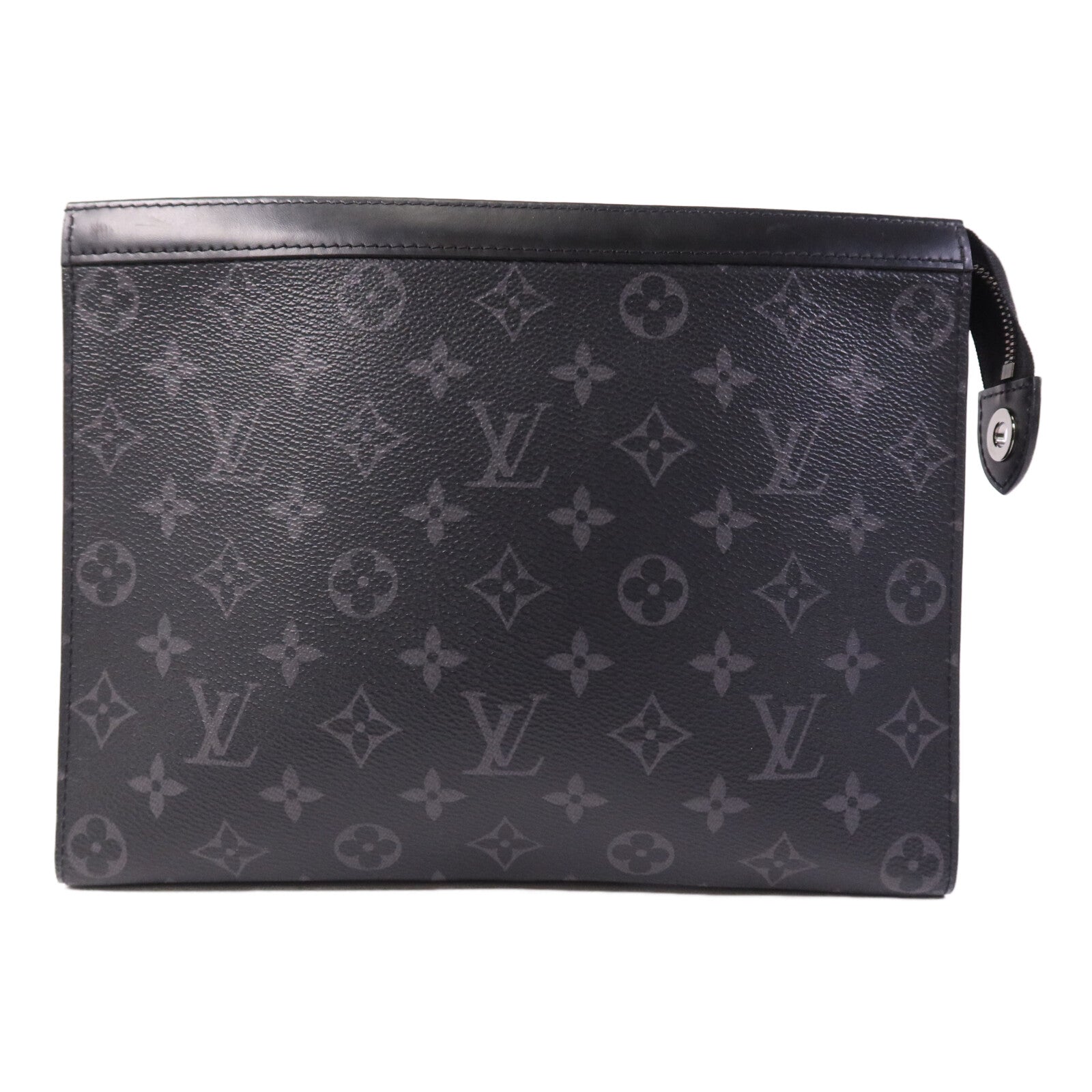 LOUIS VUITTON Monogram Eclipse Pochette Voyage MM銀扣手拿包