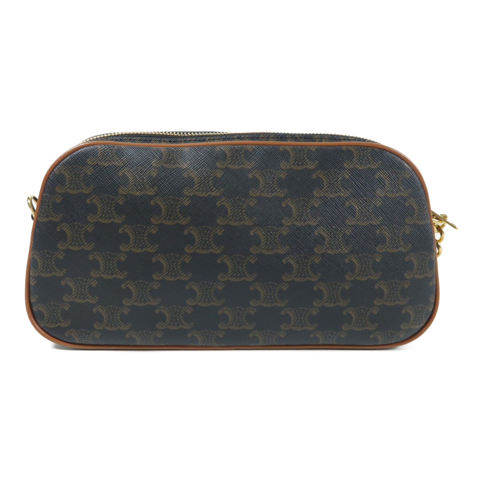 CELINE 塗層帆布Triomphe Shoulder金扣鏈帶肩背袋