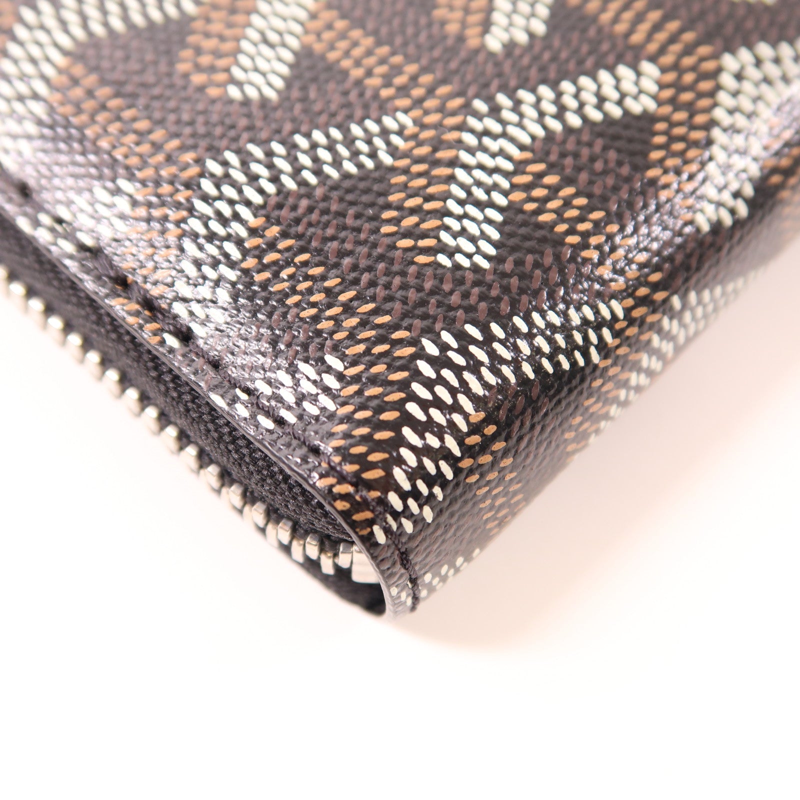 GOYARD 塗層帆布/皮革Matignon銀扣長錢包黑色