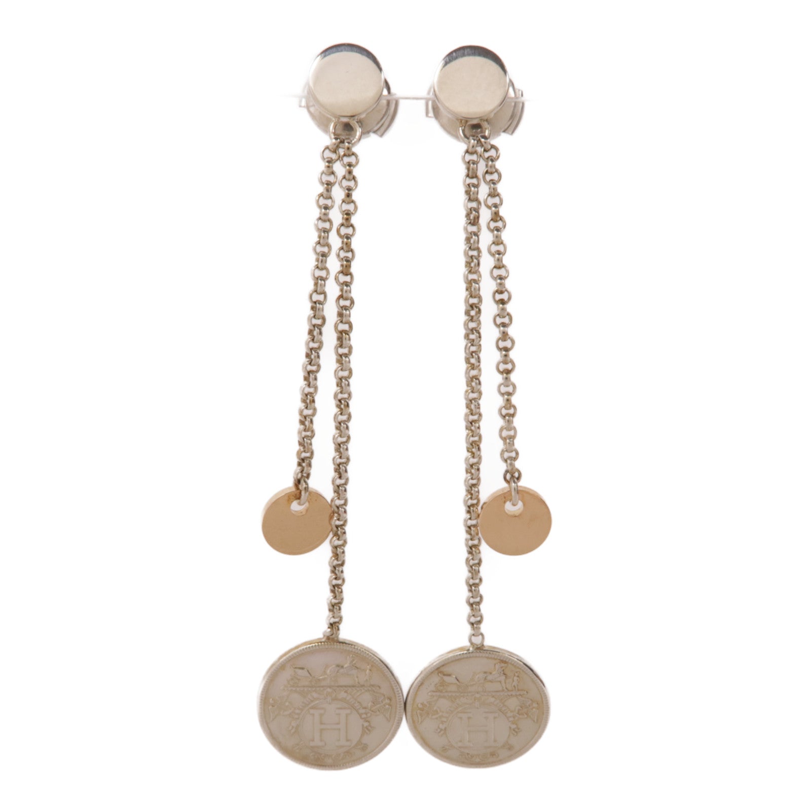 HERMES 18K玫瑰金/925純銀Ex Libris Earrings項鍊