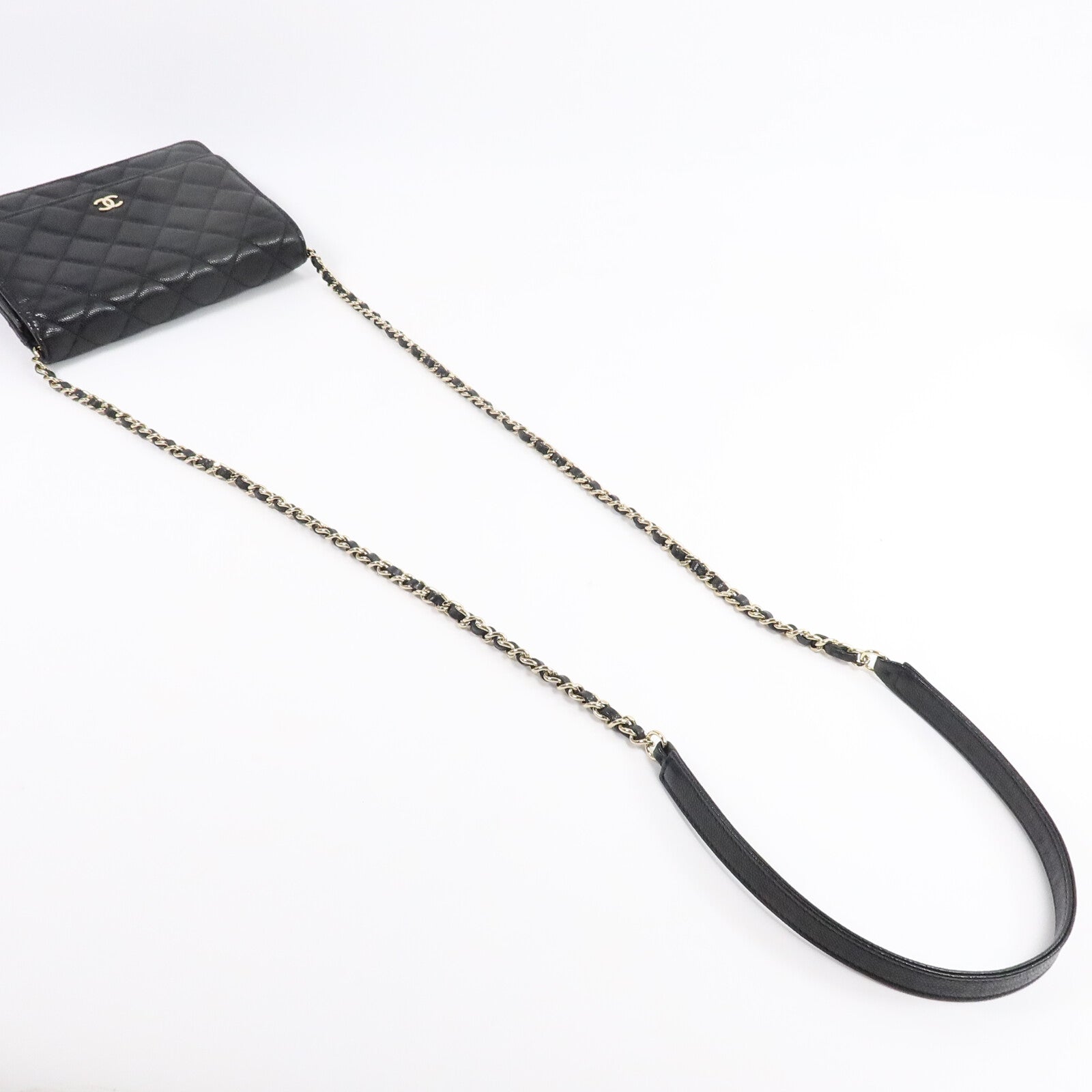CHANEL 牛皮皮革Square Wallet On Chain鏈帶肩背袋