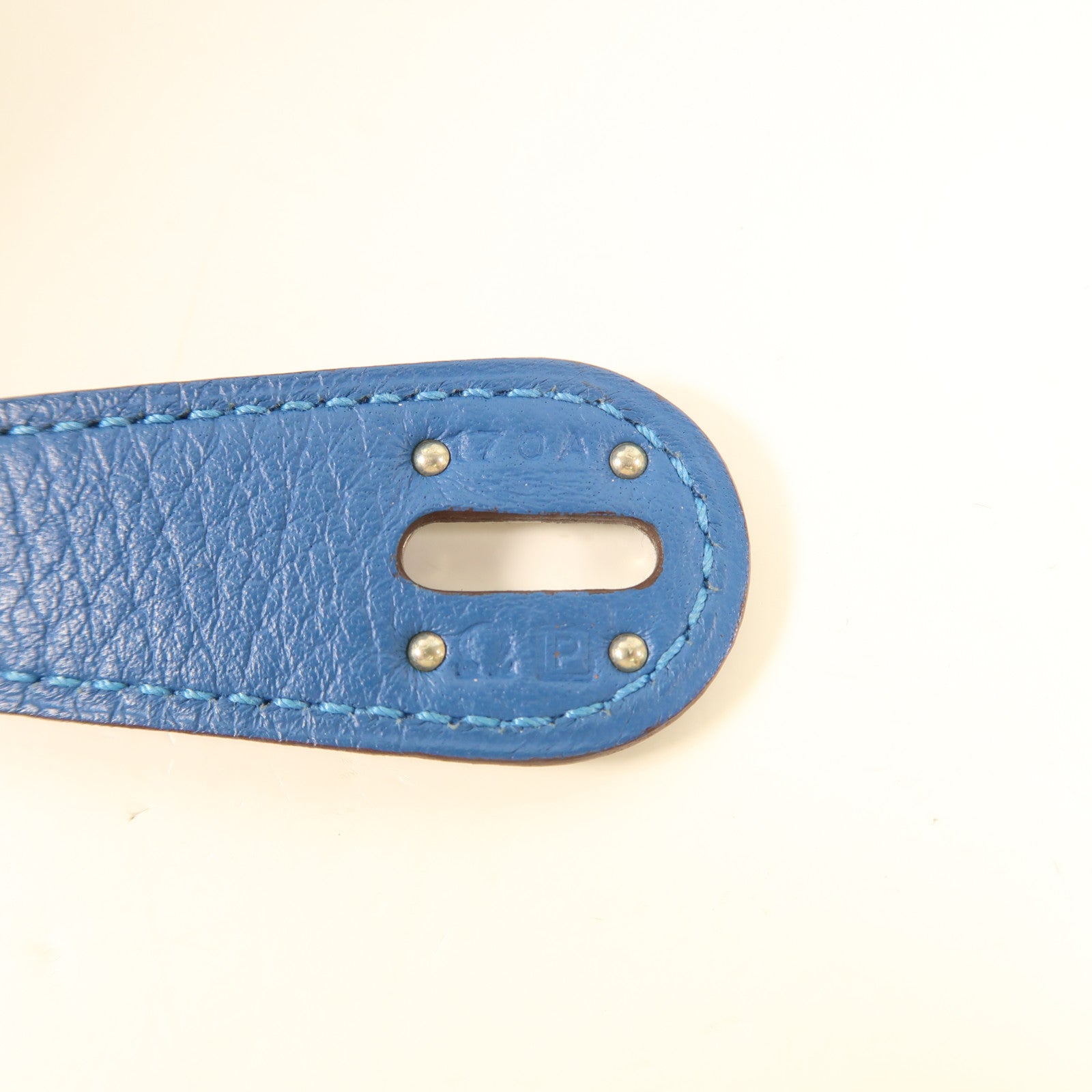 HERMES Togo皮革Lindy 30銀扣手挽肩背兩用袋Bleu Izmir