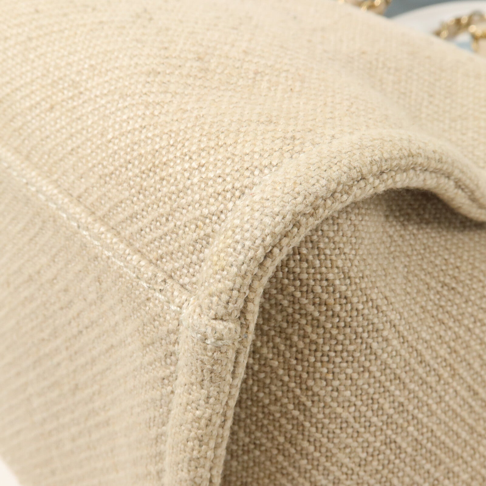 CHANEL 帆布Deauville Tote Small鏈帶手挽肩背兩用袋