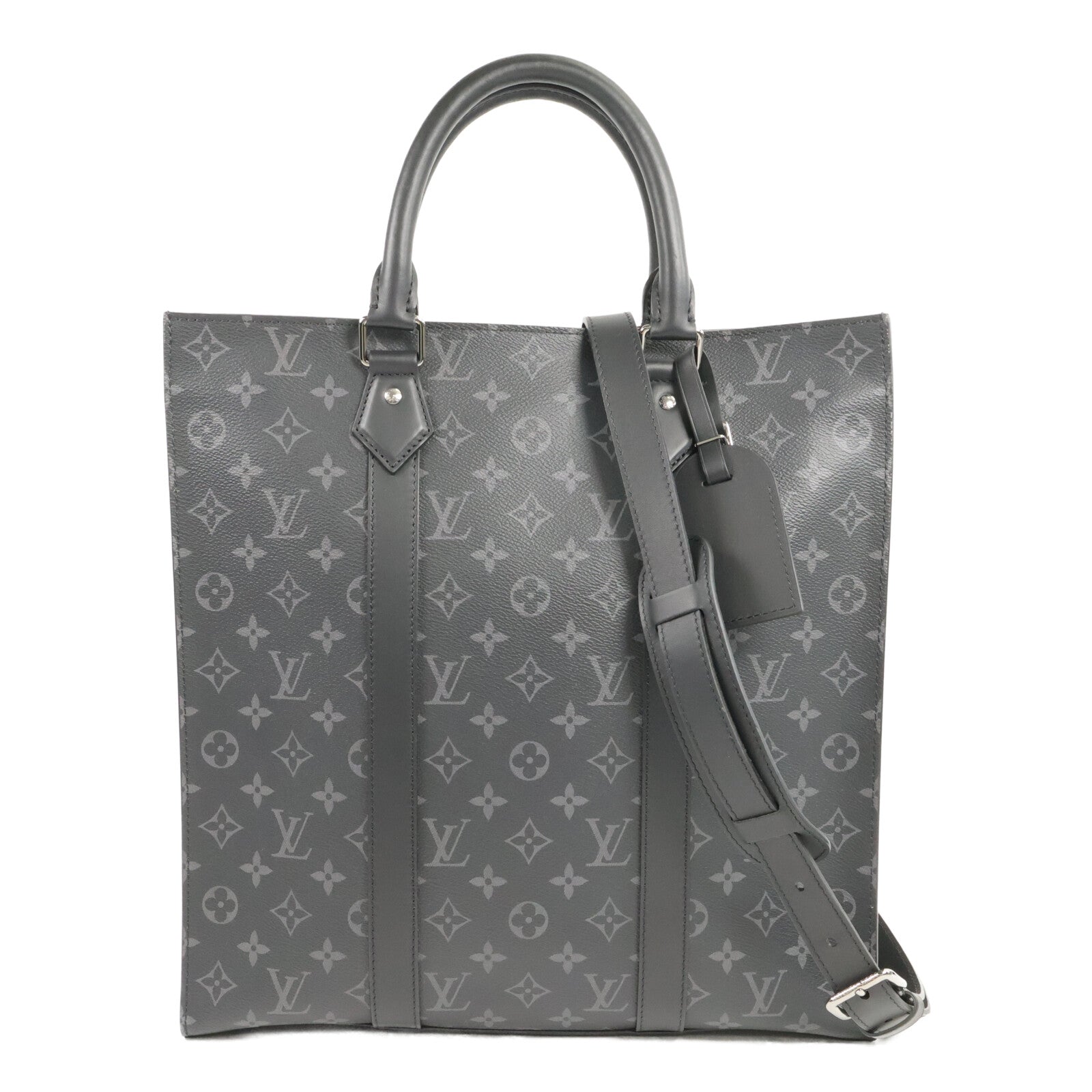 LOUIS VUITTON Monogram Eclipse Sac Plat Cross手挽肩背兩用袋